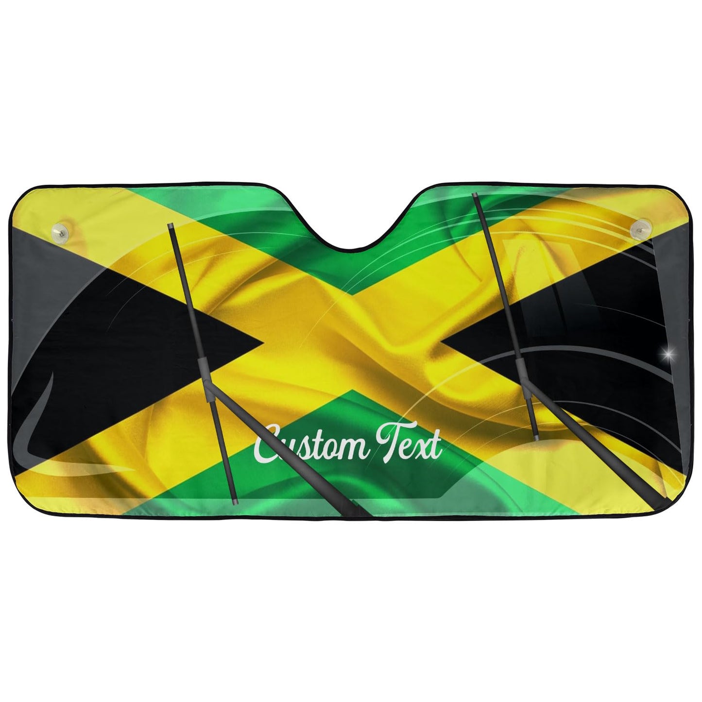 Suseaz Custom Name Jamaica Jamaican Flag Windshield Car Sun Shade Easy Install Personalized Jamaica Lion Car Sunshade Front Protector Folding Car Sun Visor Blocks Uv Keeps Cool Fit Foldable (JMC5) Suseaz