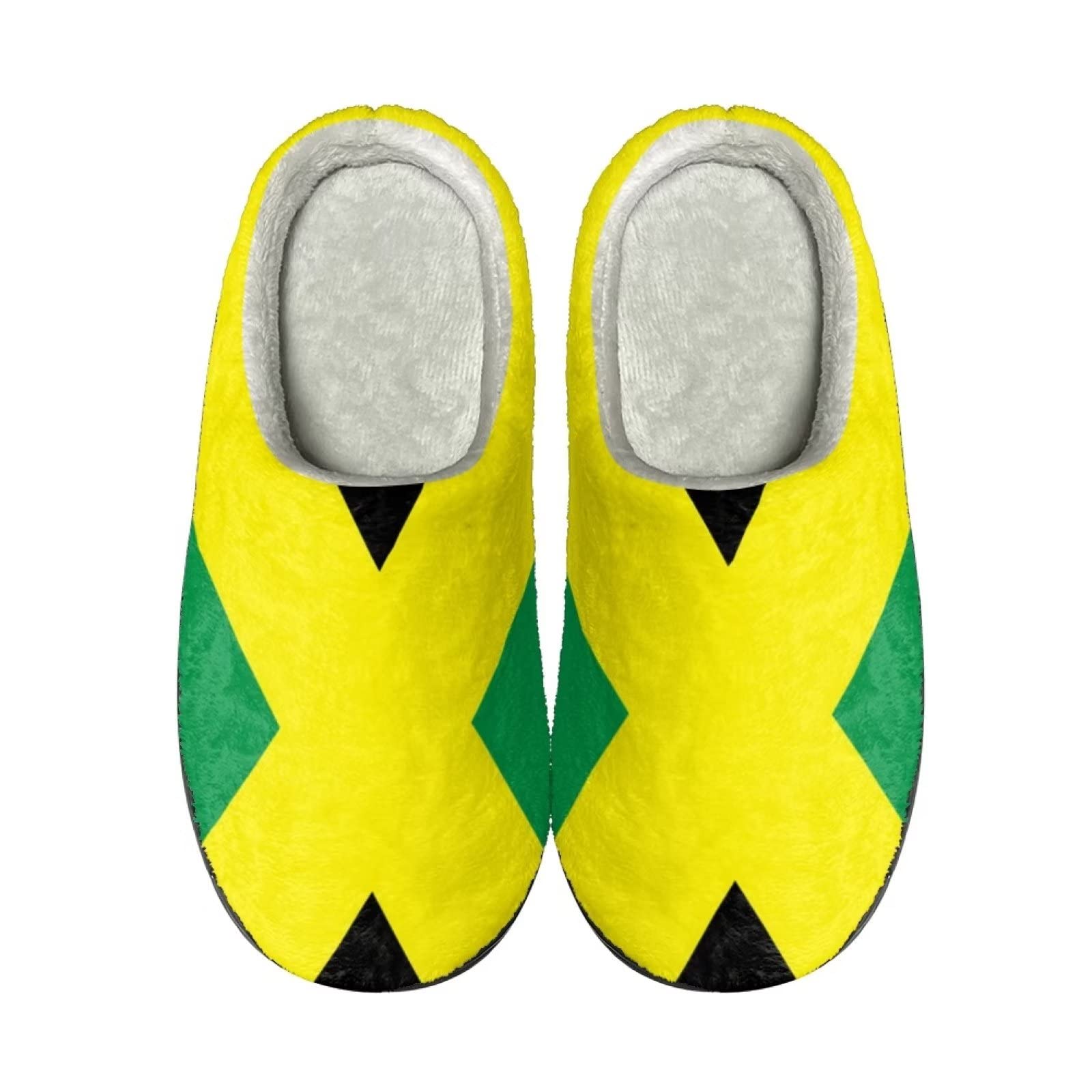 POLERO Jamaica Flag House Slippers Fluffy Slippers for Women Men Unisex Winter Slippers Warm Sandals, 40-41EU POLERO