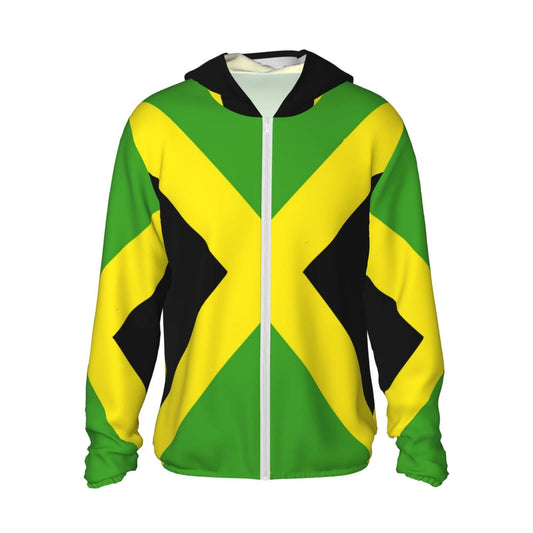 GJdd_diy Jamaican Flag Jamaica Unisex Full Zip-Up Sun Protection Hoodie Long Sleeve Jacket Pocket Outdoor Travel Beach -Large GJdd_diy