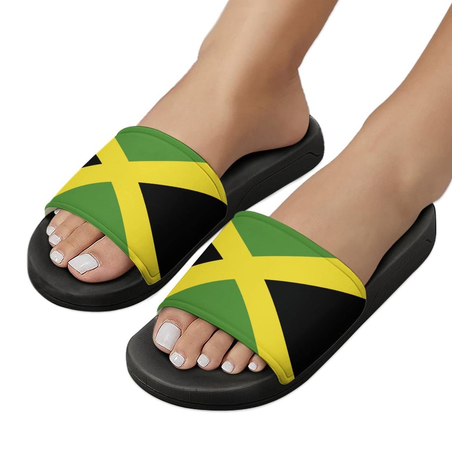 Slippers for Women and Men Jamaican Flag Bedroom Shower Comfortable and Lightweight Sandals Indoor Outdoor Summer Slippers Black-Style-3 45（300mm） TAIZIYEAH