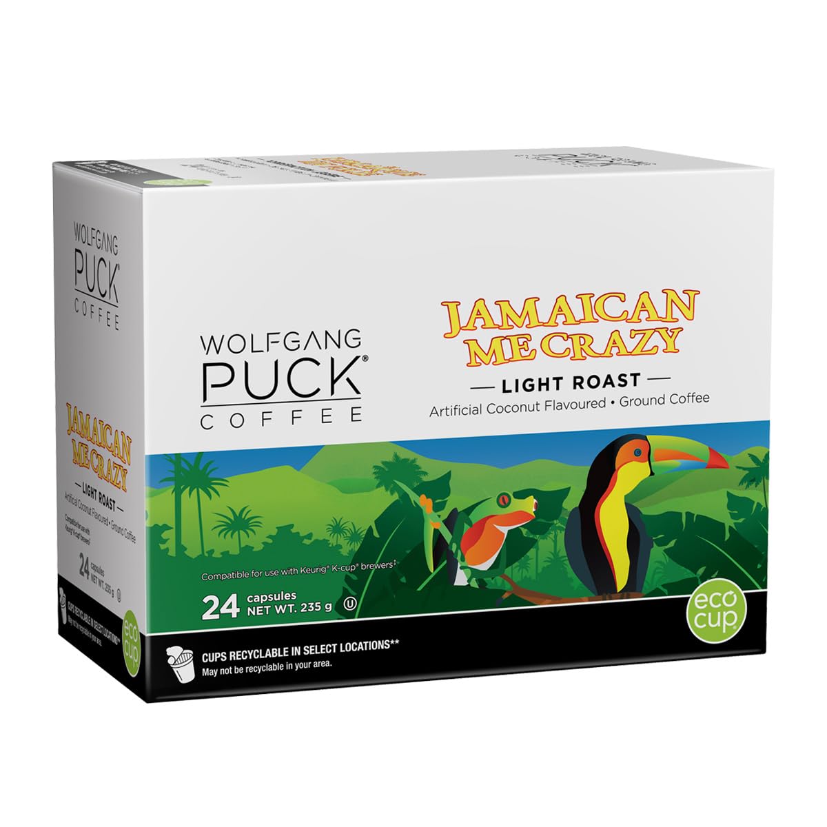 Wolfgang Puck Coffee Jamaican Me Crazy Flavored Coffee Single Serve Cups for Keurig, 24 Count (060731740002) Wolfgang Puck