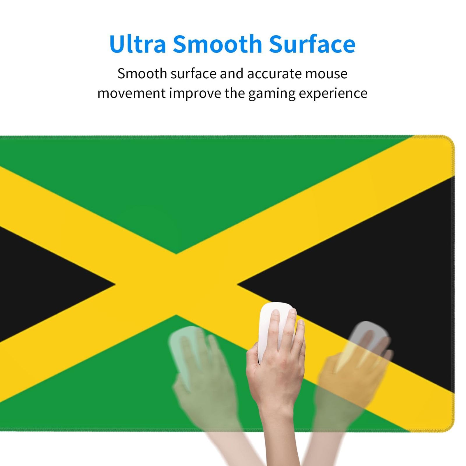 Jamaican Flag Large Gaming Mouse Pad,Keyboard Pad Comfortable Operation (3mm Thick) Suitable for Gamers Office Home (16 X 29.5 Inches) Aulwewd
