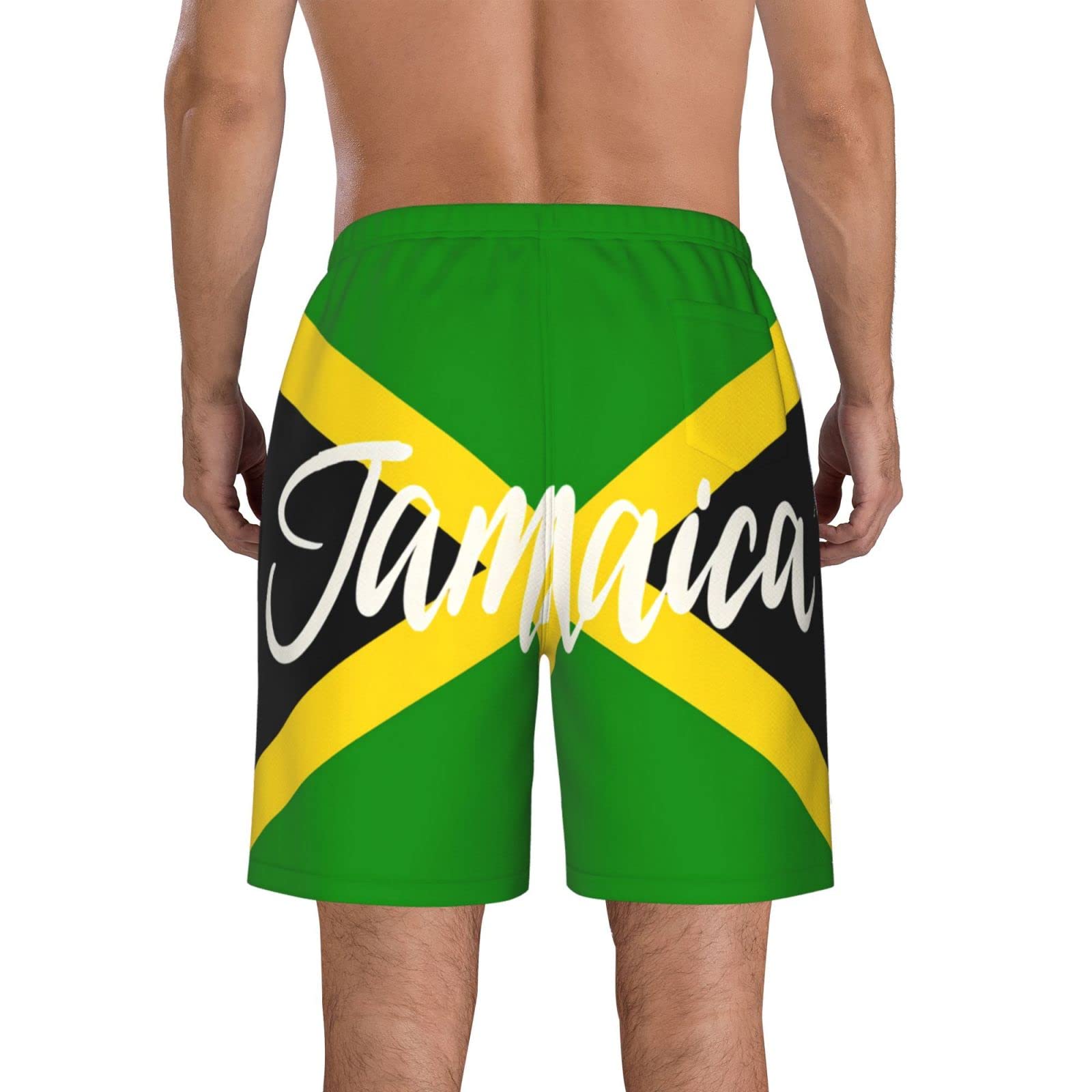 KAMQUERENCE Jamaica White Men's Swim Trunks Men's Swimsuit Quick Dry Board Shorts with Mesh Lining Beach Shorts 3X-Large KAMQUERENCE