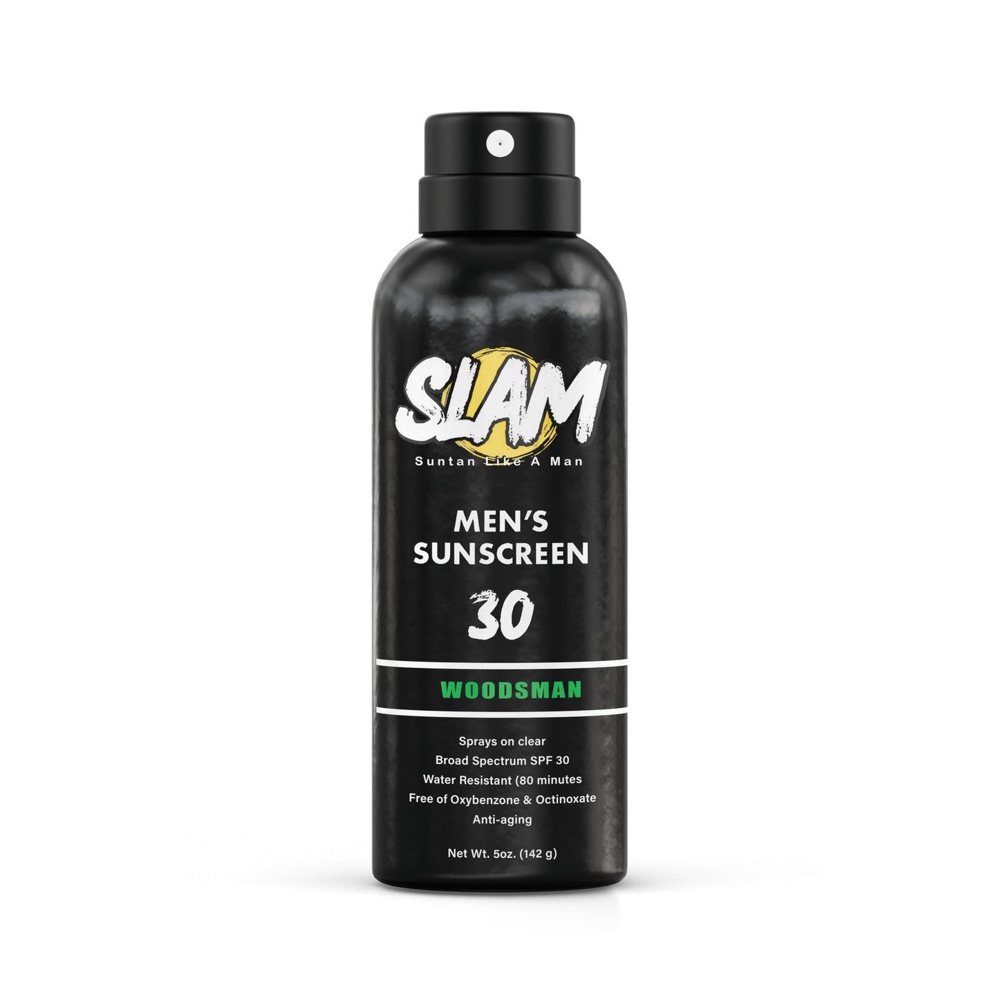 SLAM WoodsMan - Men's Scented Sunscreen, SPF Sunscreen Spray, Water Resistant Sunscreen, Octinoxate & Oxybenzone Free, Broad Spectrum UVA/UVB Sunscreen Slam Lotion