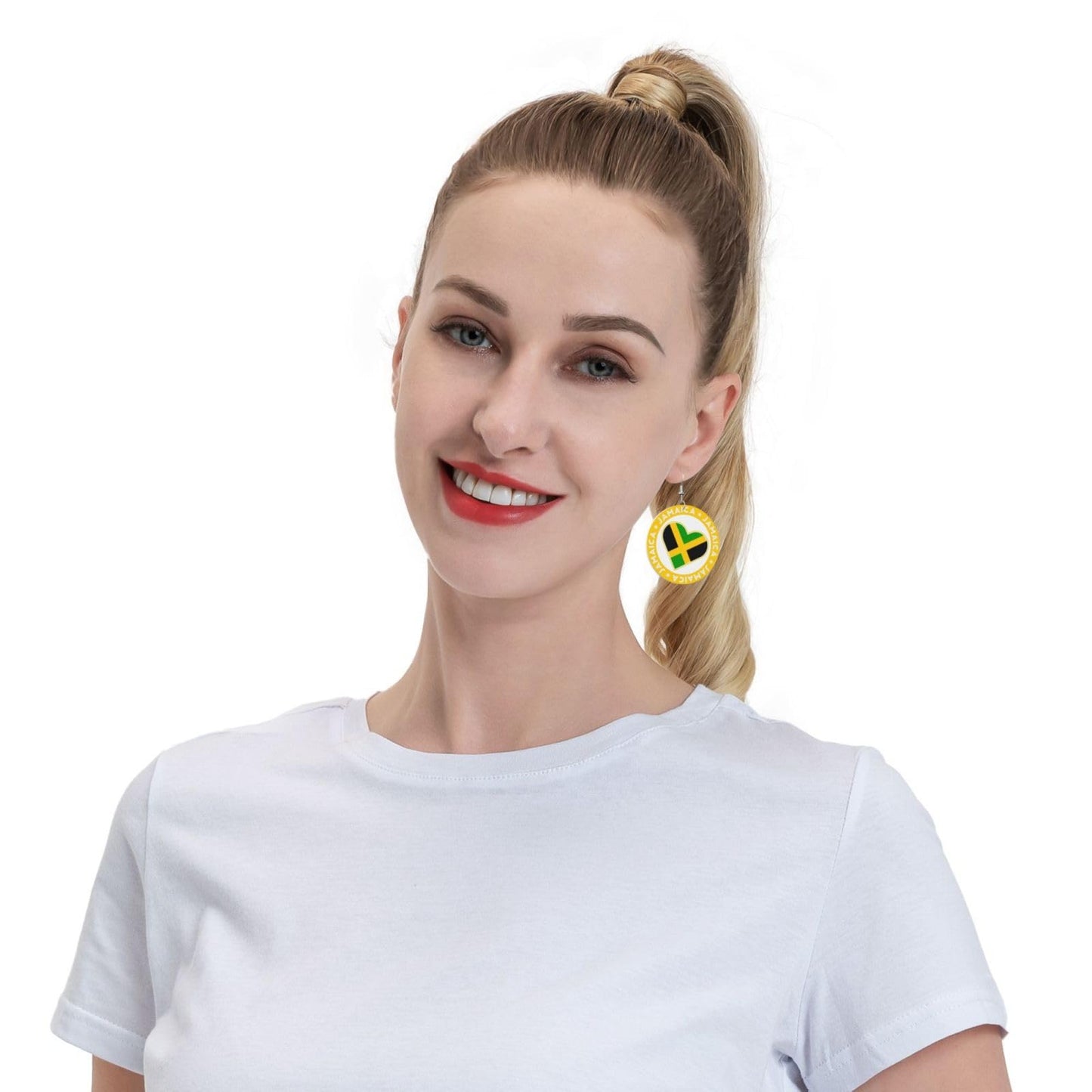 Jamaica Flag Faux Leather Earrings For Women Lightweight Round Dangle Earrings Gift DUIYWFH