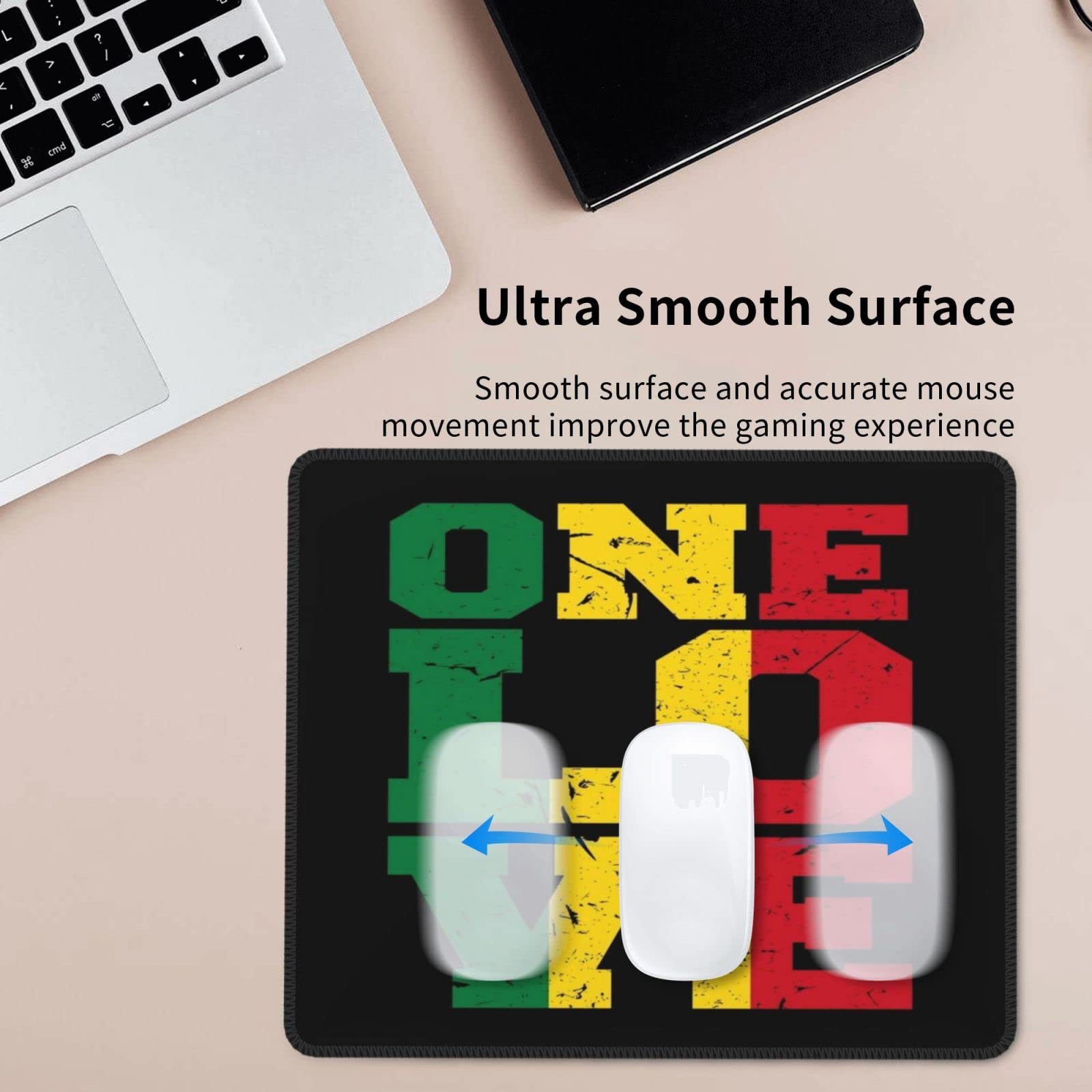 Reggae Music Rasta One Love Mouse Pad, Computer Decoration for Gamers, Suitable for Gaming, Work, Office, Rubber Non-Slip Mouse Pad Burloe