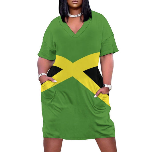 Jamaican Flag Womens Summer Maxi Dress Plus Size Striped Printed Sleeveless with Pockets and Belt XL Imaging876