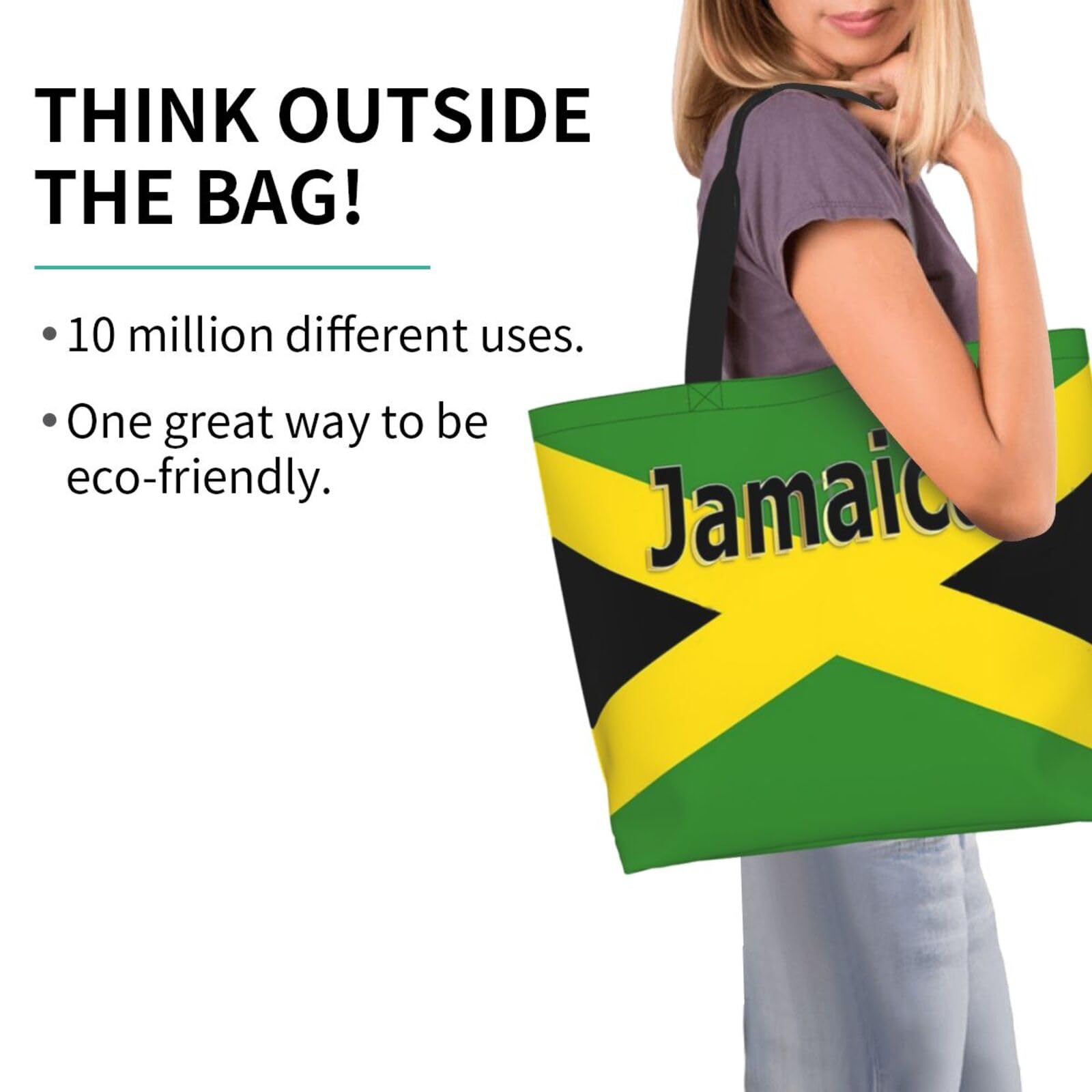 ROSIHODE Cute Jamaica Flag Women Tote Bag Large Shoulder Bags Casual Handbags Reusable Jamaican Shopping Grocery Bag ROSIHODE