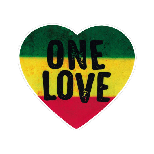 One Love Heart Reggae Rastafari Bob Marley Small Jamaican Bumper Sticker Hydro Bottle or Laptop Decal 3.5-by-4 Inches Peace Resource Project