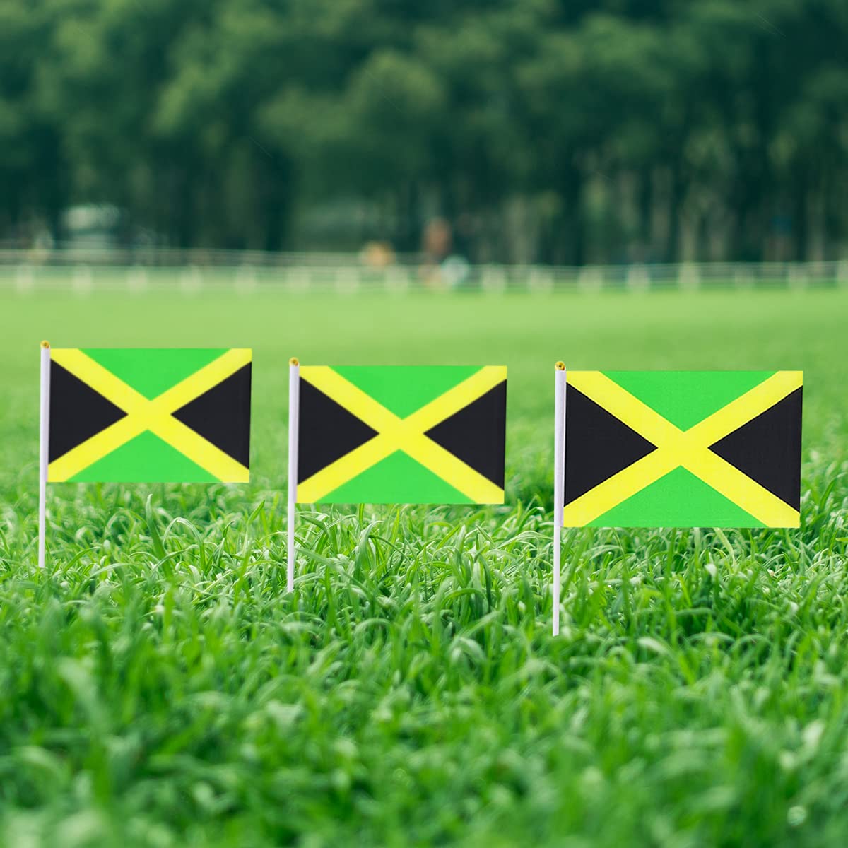 Jamaica Flag Jamaican Small Stick Mini Hand Held Flags Decorations 1 Dozen (12 pack) mflagperft