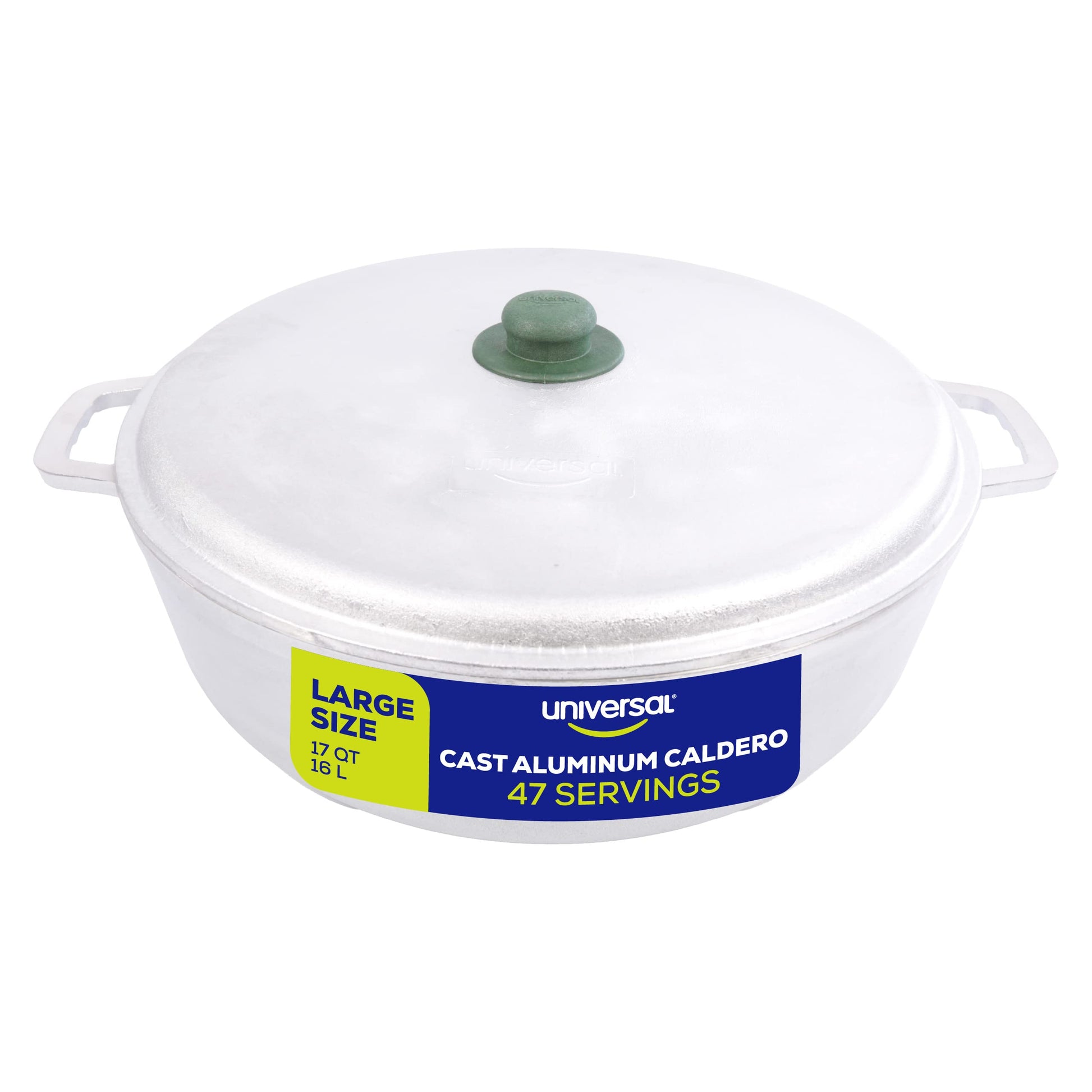 Universal Large Caldero 47 Cups - 17 QT / 16 L, Stainless Aluminum Pot, Even Heat Distribution and Fast Cooking Dutch Oven Pot with Lid, Ergonomic Handles, Ideal for Rice, French Fries, and More universal
