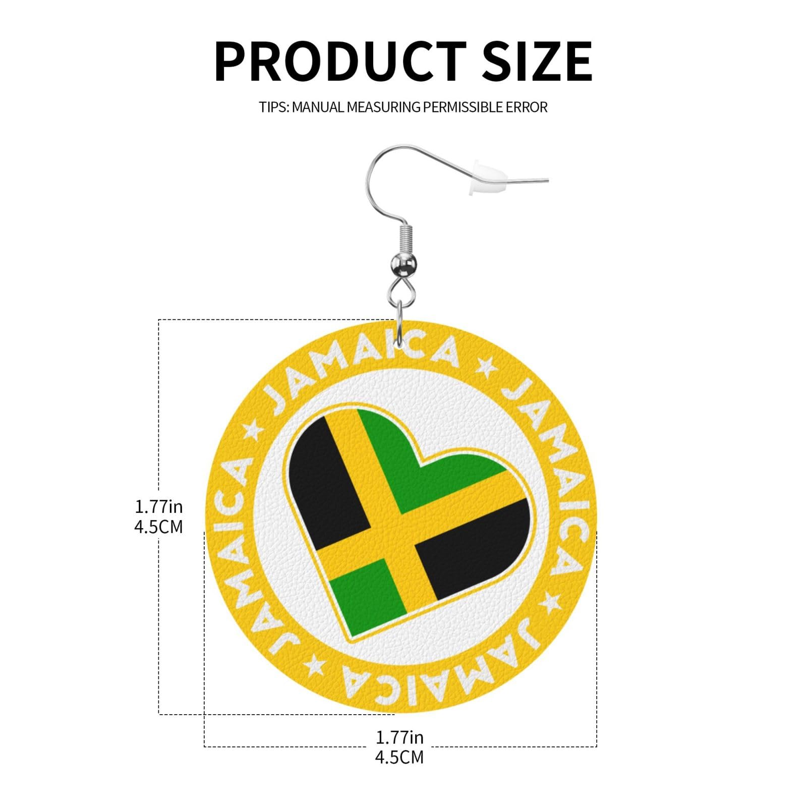 Jamaica Flag Faux Leather Earrings For Women Lightweight Round Dangle Earrings Gift DUIYWFH