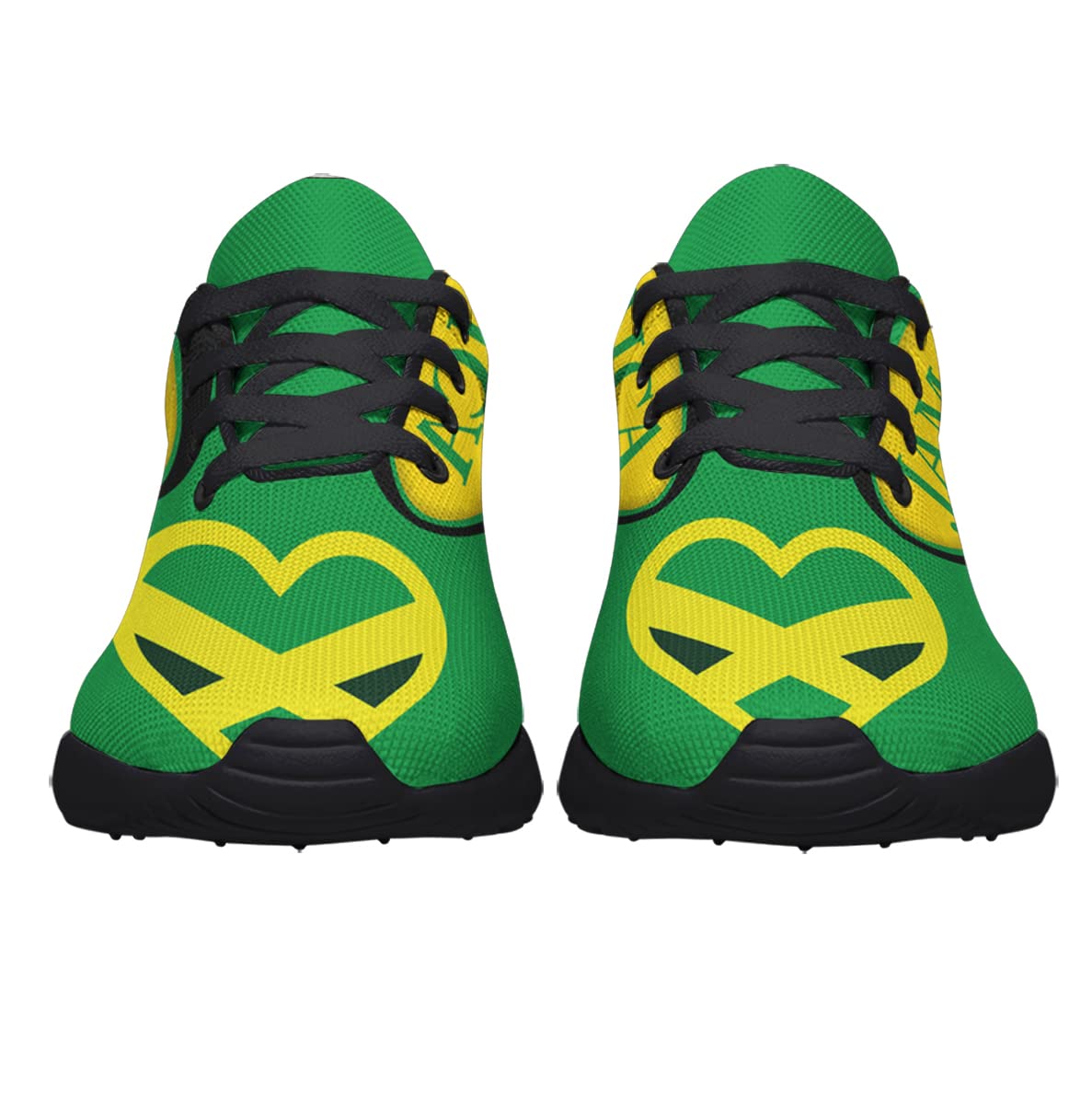 Jamaican Flag Heart Shoes Mens Womens Running Sneakers Comfortable Tennis Golf Jamaican Reggae Shoes Gifts for Her,Him Black Size 7 Sonzj-II