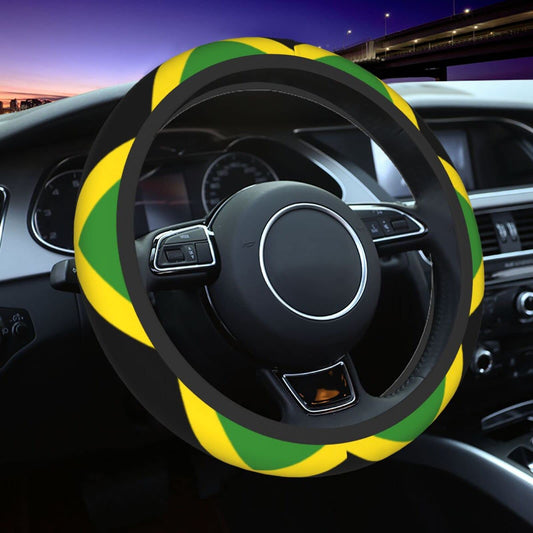 Jamaican Flag Steering Wheel Cover, Non Slip Durable Auto Car Accessories Universal 15 Inch AIMASTZ