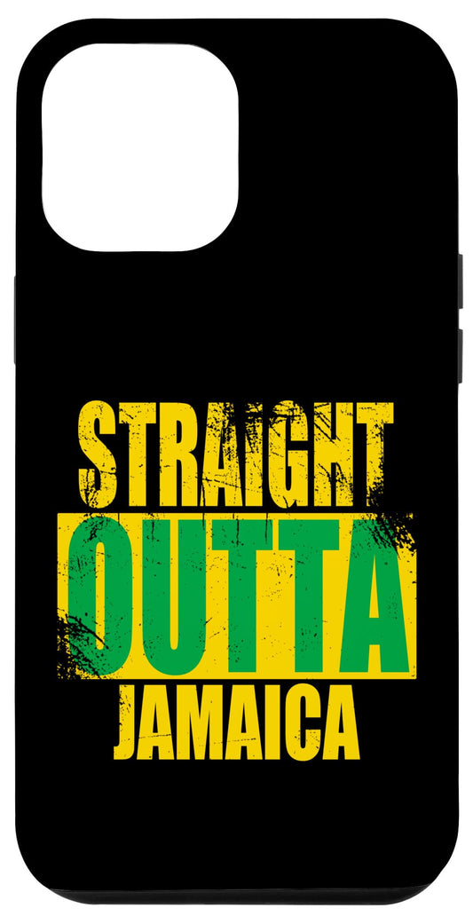 iPhone 13 Pro Max STRAIGHT OUTTA JAMAICA JAMAICAN FLAG COLORS DISTRESSED STYLE Case JAMAICA DNA Tees