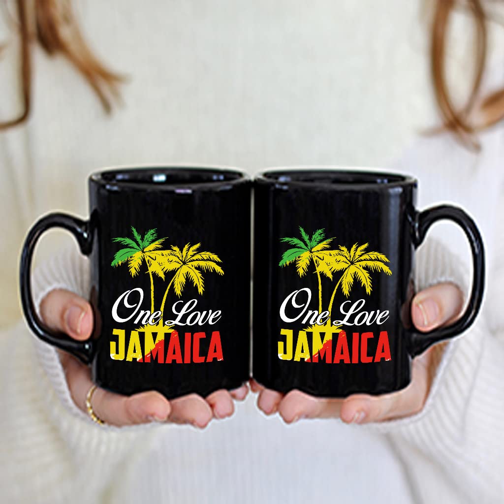 LINDENPAL One Love Jamaica Jamaican Flag 11 Oz Novelty Mug Cup, Gift Idea For Men, Women, Boy, Girl, Coffee Mug For Birthday, Christmas LINDENPAL