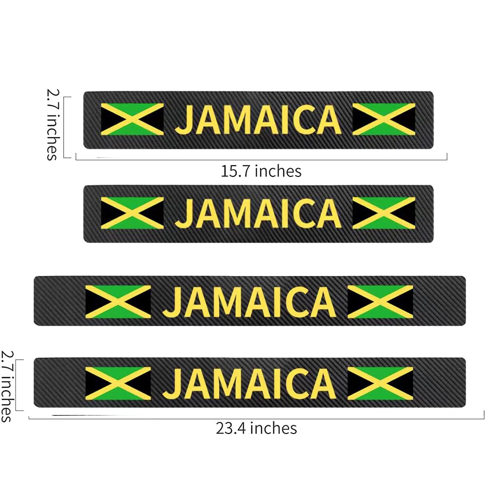 FLAGSP 4pcs Jamaica Jamaican Flag Carbon Fiber Car Door Front/Rear Sill Plate Protectors, Sticker Decorative Door Entry MKTx4 Carbon Fiber door sill protector FLAGSP