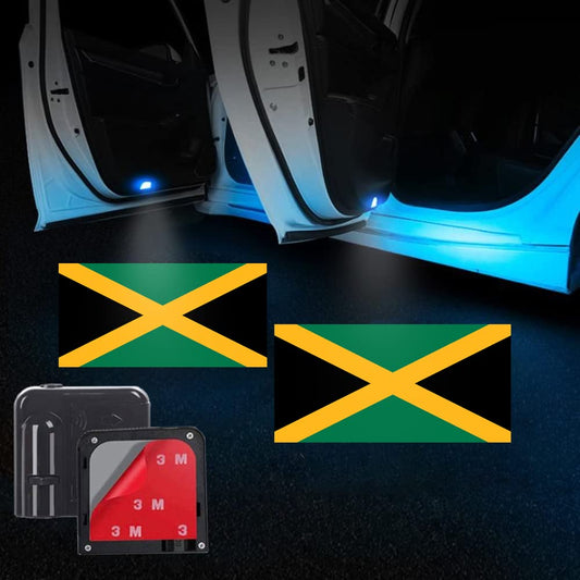 Liuzhi 2Pcs Car Door Projector Logo Light for Jamaica Flag, Universal Wireless Courtesy LED Ghost Shadow Lights Welcome Lamp Suitable fit All Models (Jamaica Flag) Liuzhi