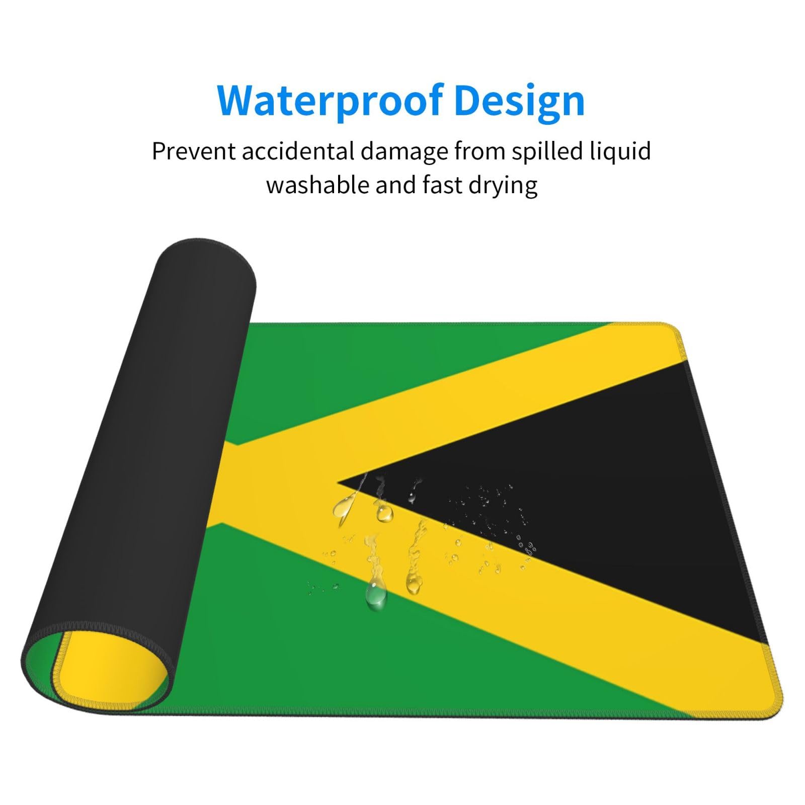 Jamaican Flag Large Gaming Mouse Pad,Keyboard Pad Comfortable Operation (3mm Thick) Suitable for Gamers Office Home (16 X 29.5 Inches) Aulwewd