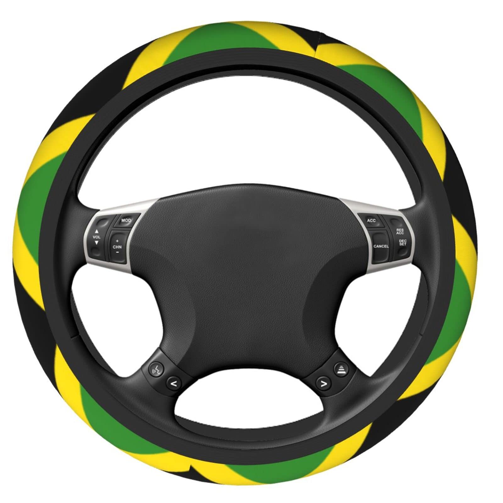 Jamaican Flag Steering Wheel Cover, Non Slip Durable Auto Car Accessories Universal 15 Inch AIMASTZ