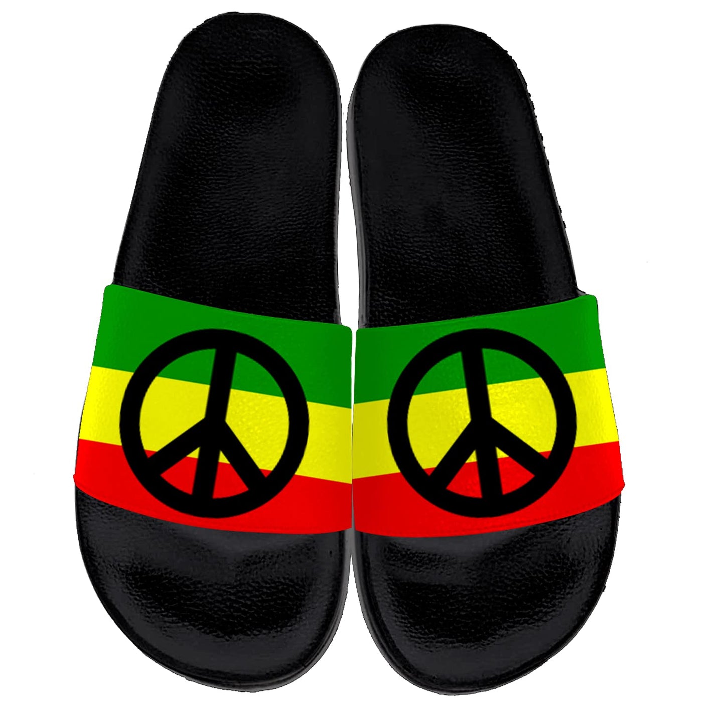 ursant Women's Men's Rasta Reggae Peace Sign Sandals Non-Slip Casual Slides Beach Pool Slippers Gifts for Girl Boy,US Size 12 Women/10 Men, Green Yellow Red B ursant