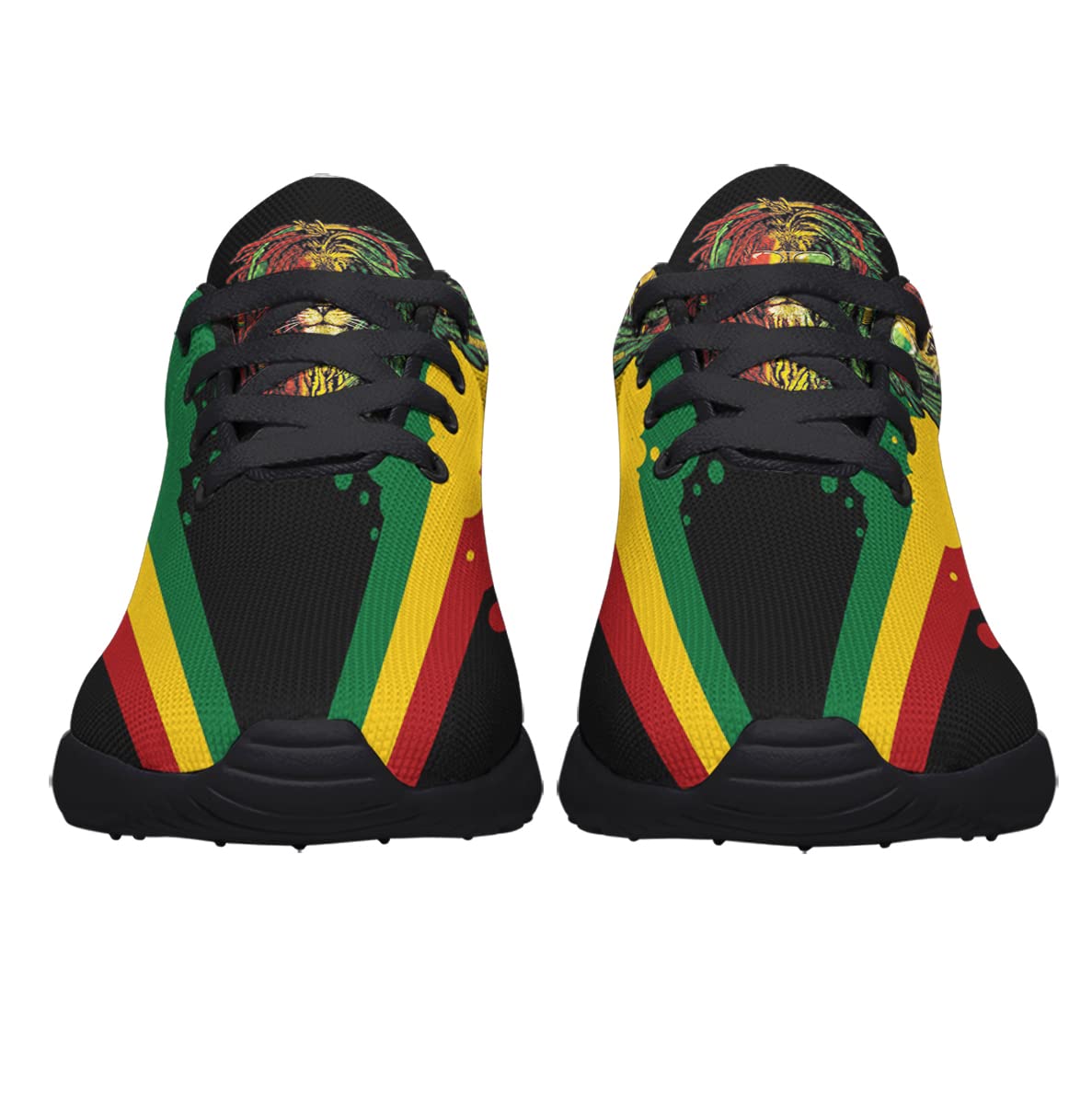 Lion Shoes Men Women Running Sneakers Casual Breathable Walking Tennis Shoes Jamaican Reggae African Gift Black Size 7 Sonzj-II