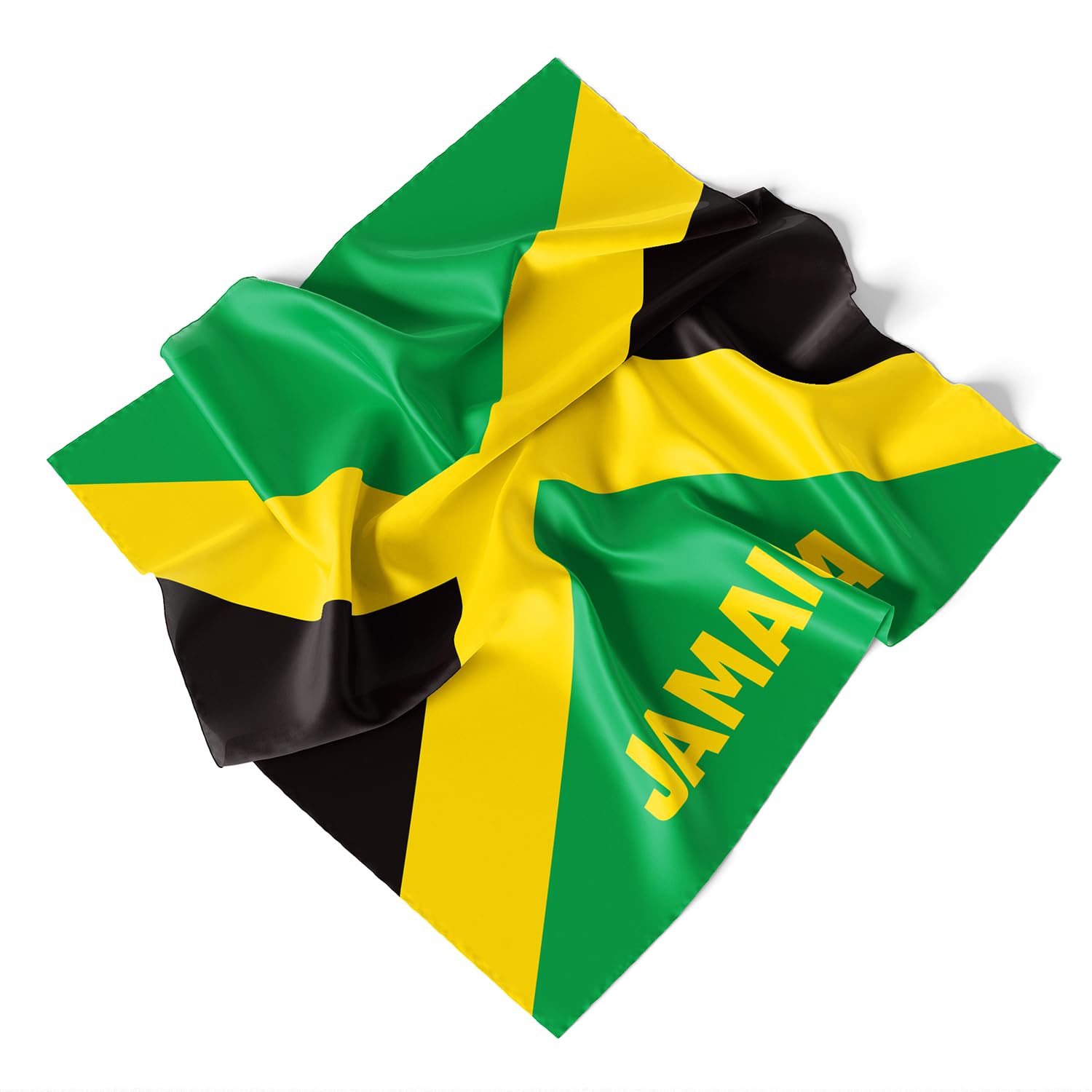 Dsiflylife Jamaican Flag Silk Scarfs Women's Fashion Square Silk Scarf for Hair, Square Silk Hair Wrap for Women Hand Rolling Edge Dsiflylife