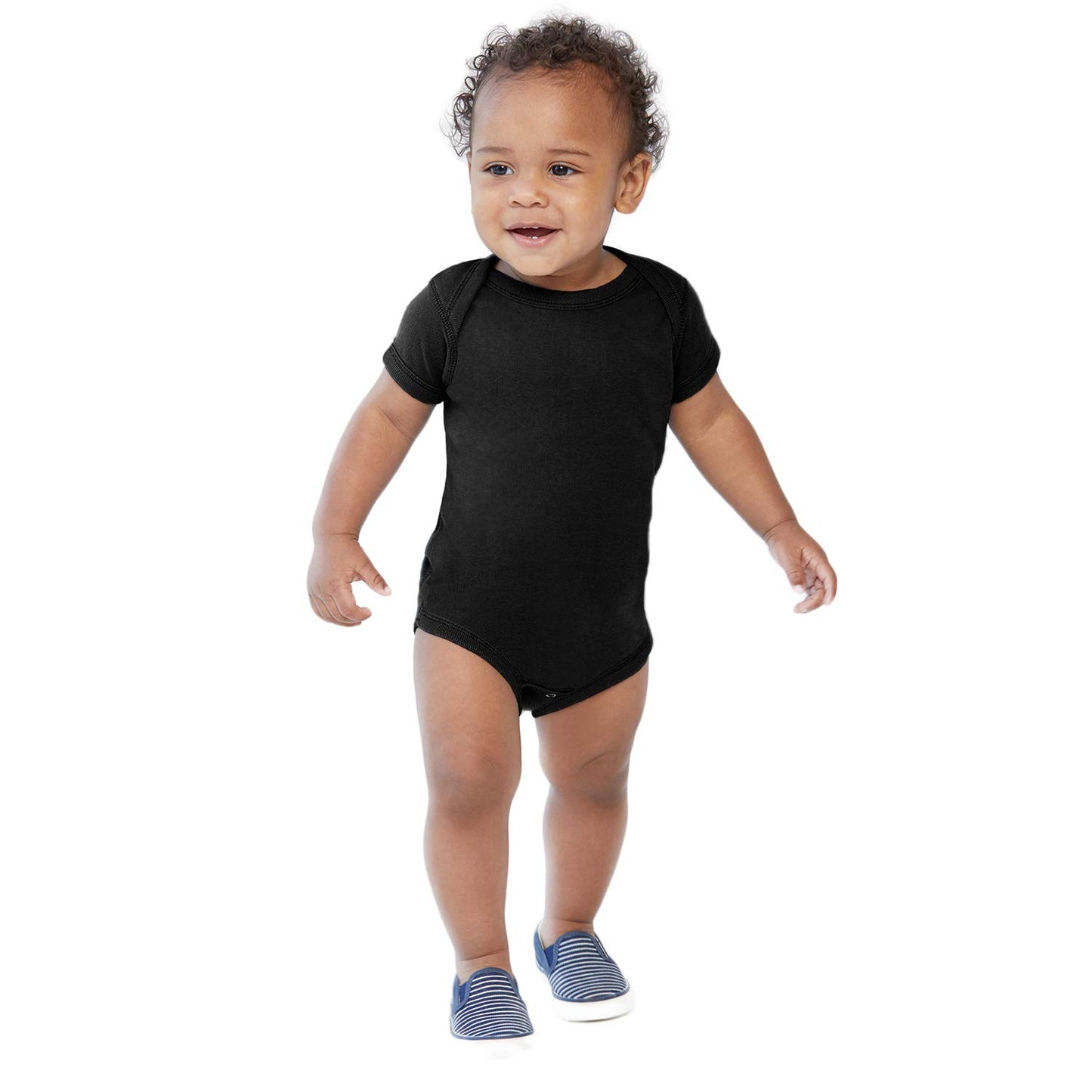 Indica Plateau Wah Gwan? 6 Months Black Cotton One-Piece Infant Baby Romper Indica Plateau