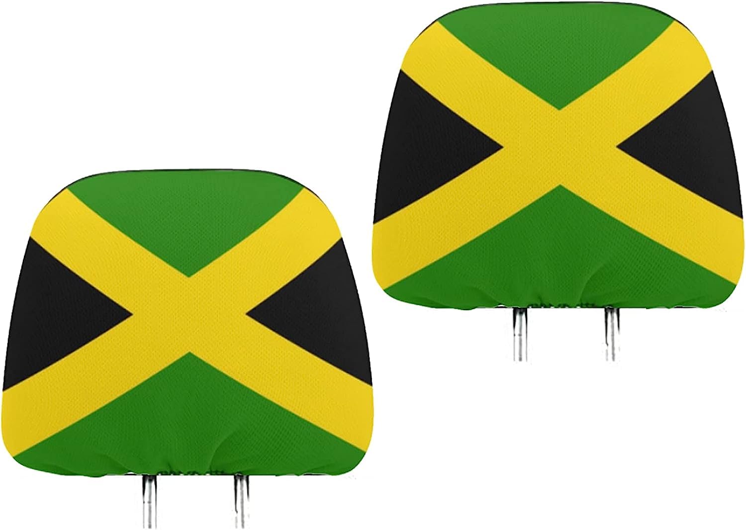 Naxizo 2 Pack Jamaica Flag Headrest Covers, Seat Cover Accessories Car Headrest Protector Universal Fit for Car/Truck Seats (Jamaica) Naxizo