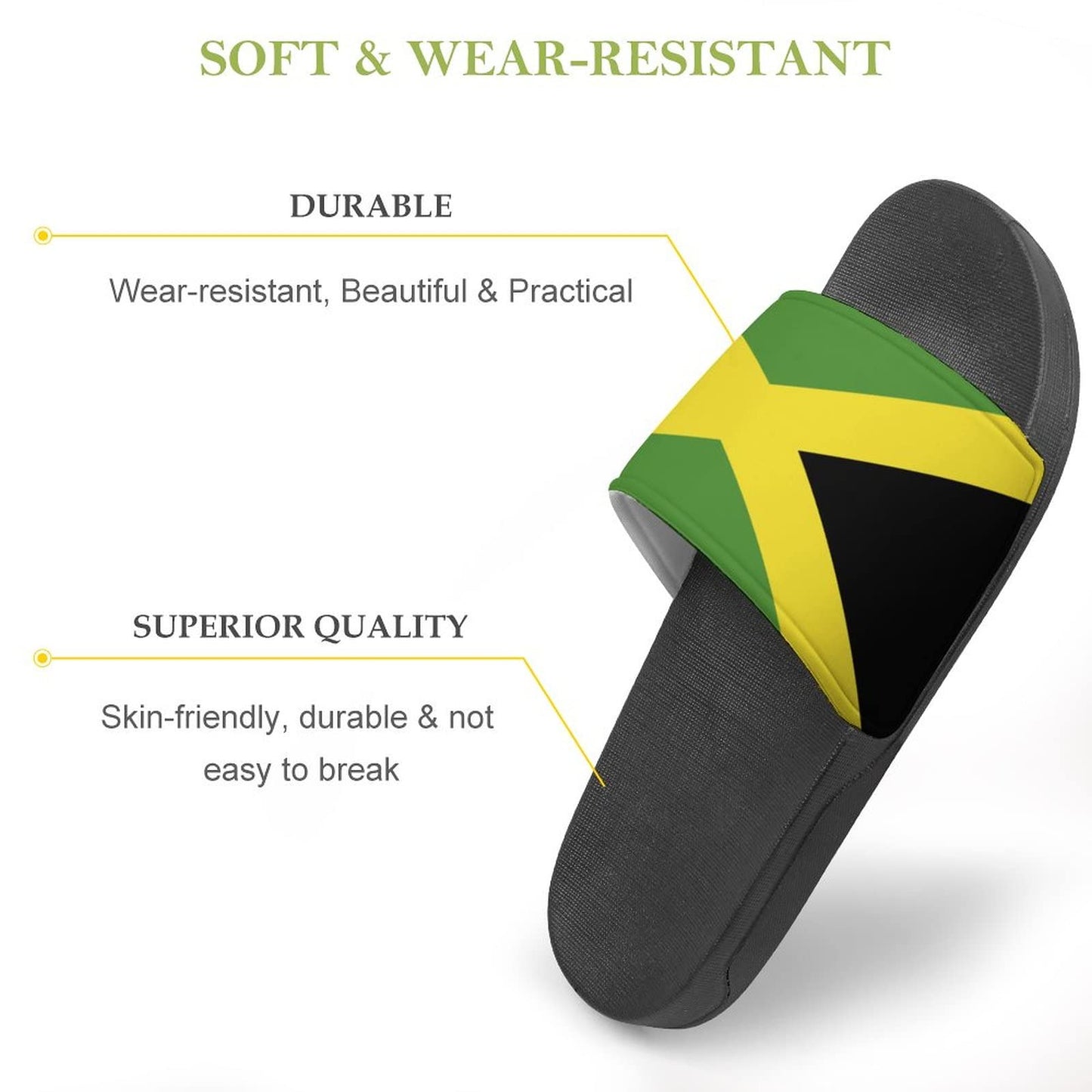 Slippers for Women and Men Jamaican Flag Bedroom Shower Comfortable and Lightweight Sandals Indoor Outdoor Summer Slippers Black-Style-3 45（300mm） TAIZIYEAH