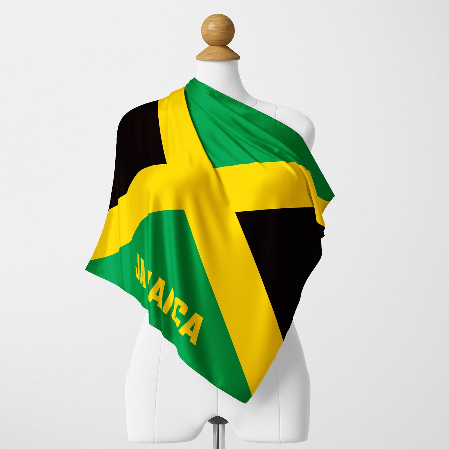 Dsiflylife Jamaican Flag Silk Scarfs Women's Fashion Square Silk Scarf for Hair, Square Silk Hair Wrap for Women Hand Rolling Edge Dsiflylife