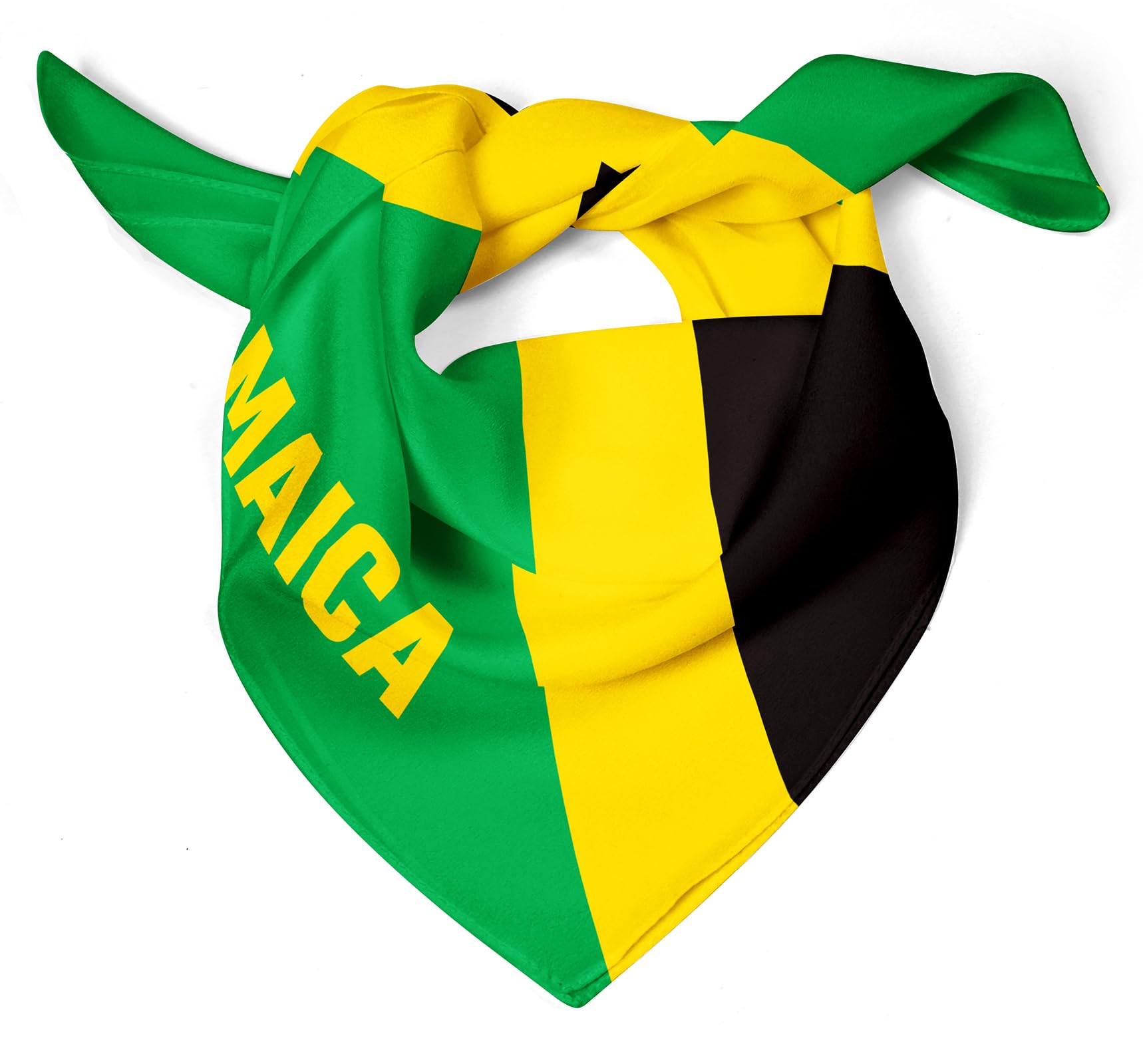 Dsiflylife Jamaican Flag Silk Scarfs Women's Fashion Square Silk Scarf for Hair, Square Silk Hair Wrap for Women Hand Rolling Edge Dsiflylife