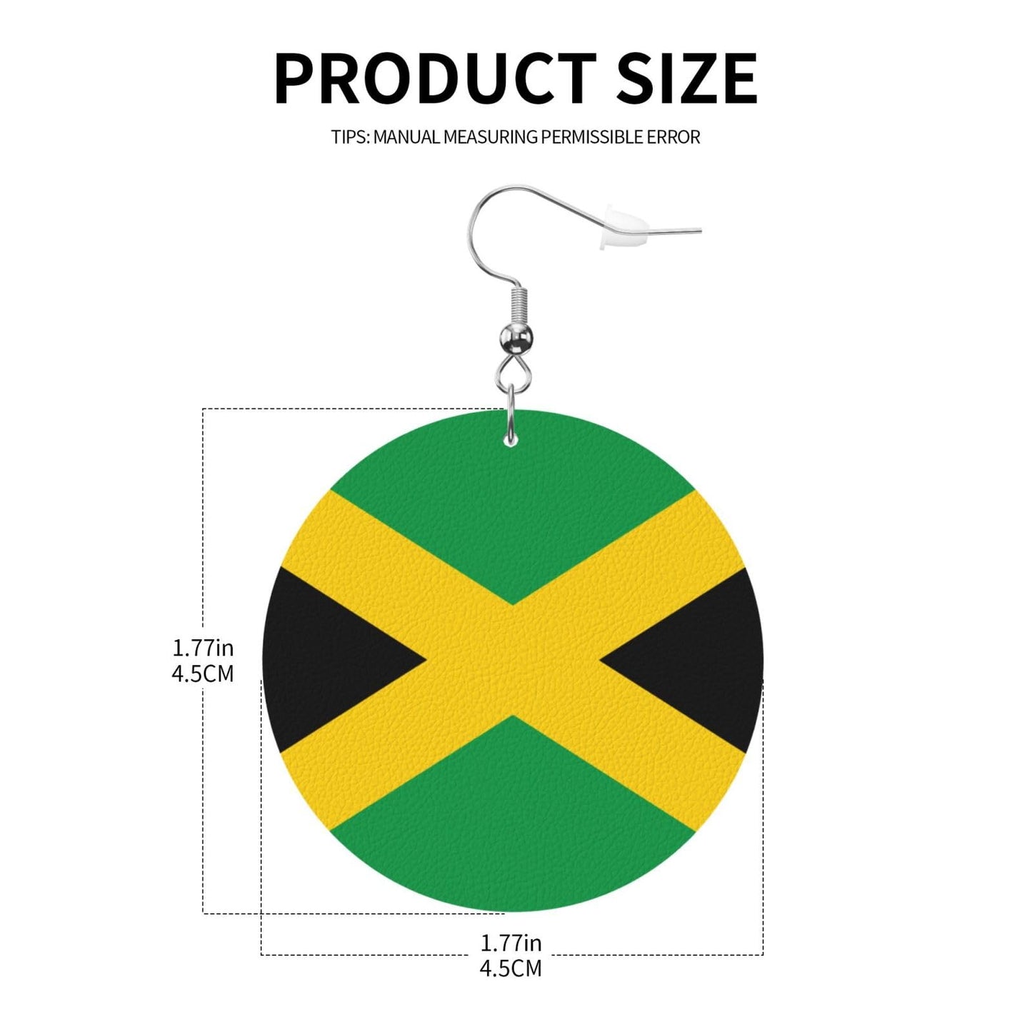 Jamaica Flag Faux Leather Earrings For Women Lightweight Round Dangle Earrings Gift DUIYWFH