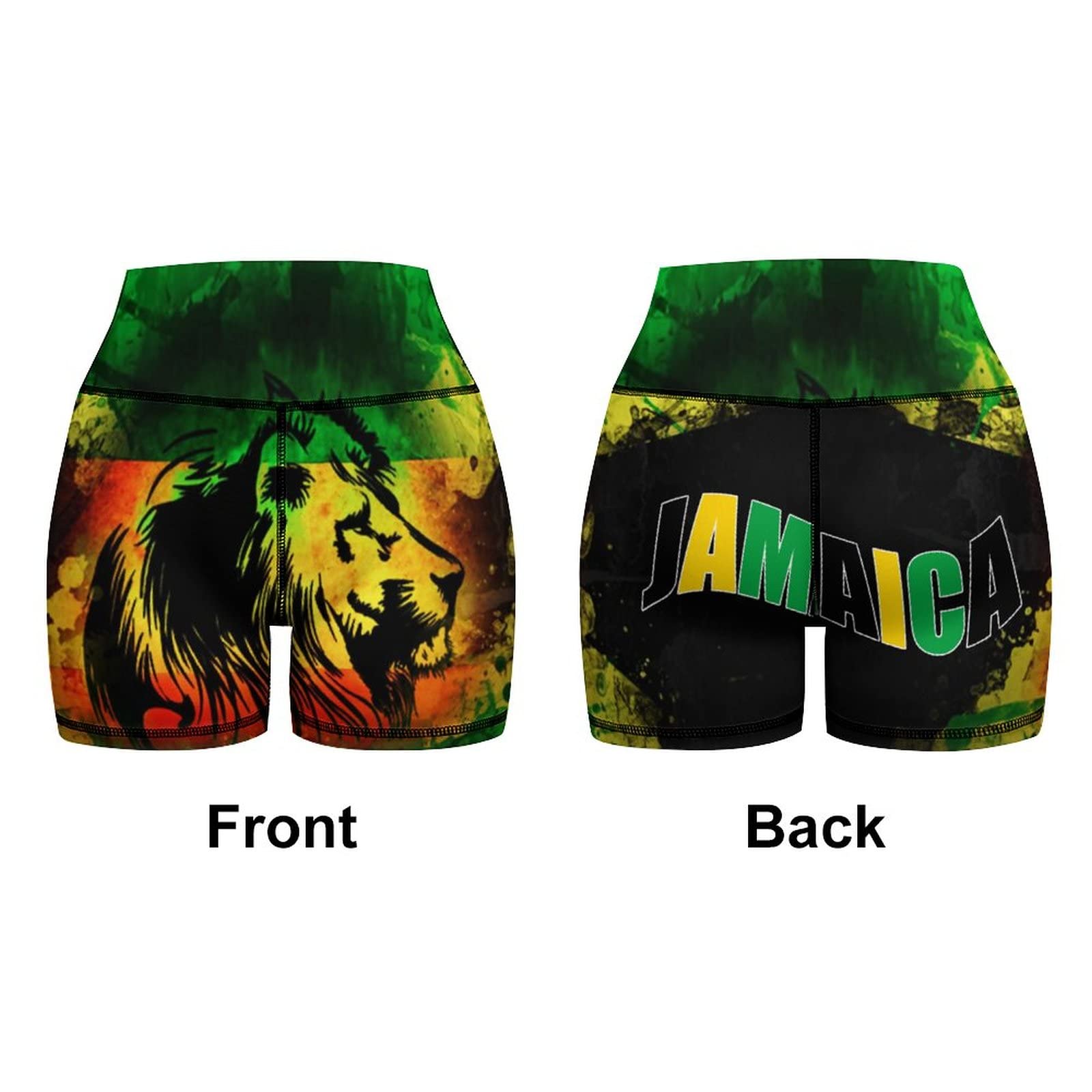 Dry Jamaican Lion Flag Yoga Sets for Women Outfit 2 Piece Sport Bra Top And Shorts Legging Tracksuit -X-Large GJdd_diy