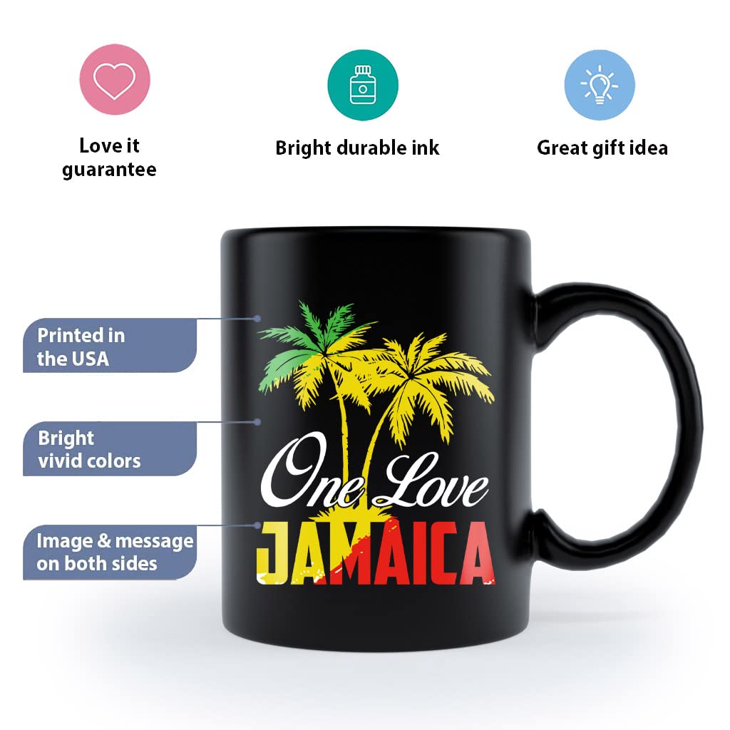 LINDENPAL One Love Jamaica Jamaican Flag 11 Oz Novelty Mug Cup, Gift Idea For Men, Women, Boy, Girl, Coffee Mug For Birthday, Christmas LINDENPAL