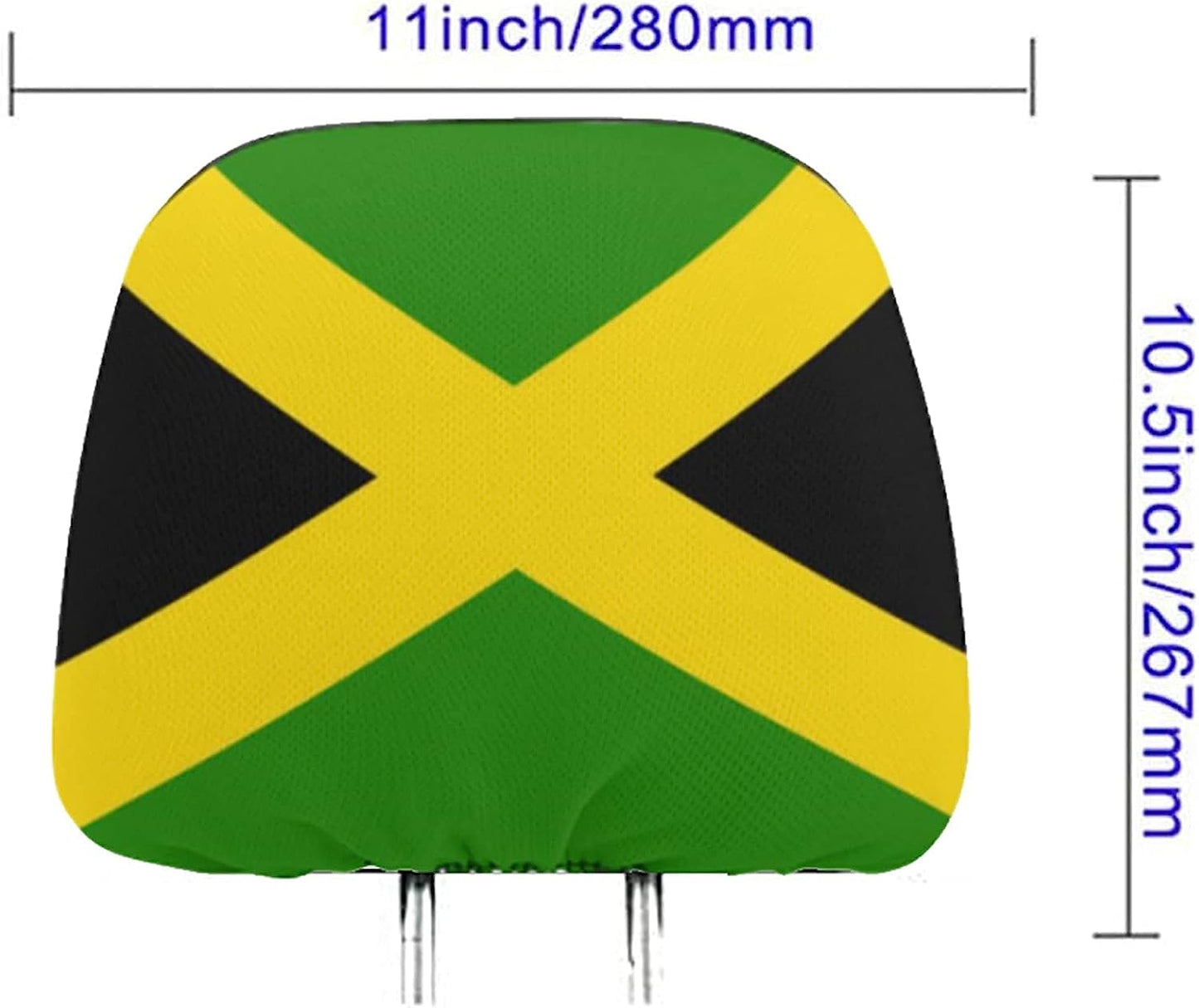 Naxizo 2 Pack Jamaica Flag Headrest Covers, Seat Cover Accessories Car Headrest Protector Universal Fit for Car/Truck Seats (Jamaica) Naxizo