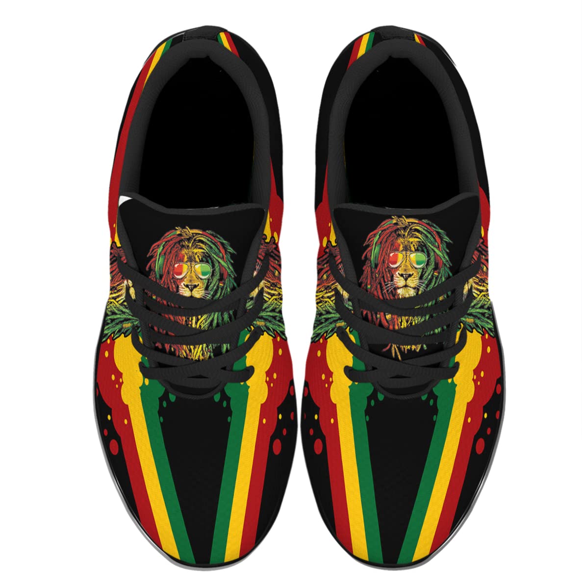 Lion Shoes Men Women Running Sneakers Casual Breathable Walking Tennis Shoes Jamaican Reggae African Gift Black Size 7 Sonzj-II