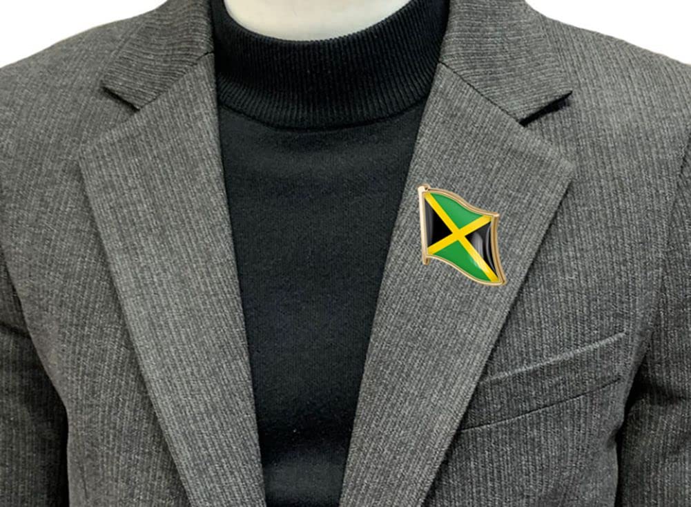 vmcoatdu Jamaica Flag Pin Badge International Travel Brooch Metal Alloy Souvenir Pin for Hat Clothes Backpack (Jamaica) vmcoatdu