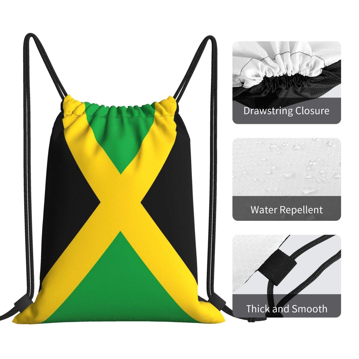 Dujiea Drawstring Backpack, Jamaica Flag Gym Bag Sackpack Cinch Sports Backpack For Men Women Shopping Yoga Swimming Traveling Dujiea