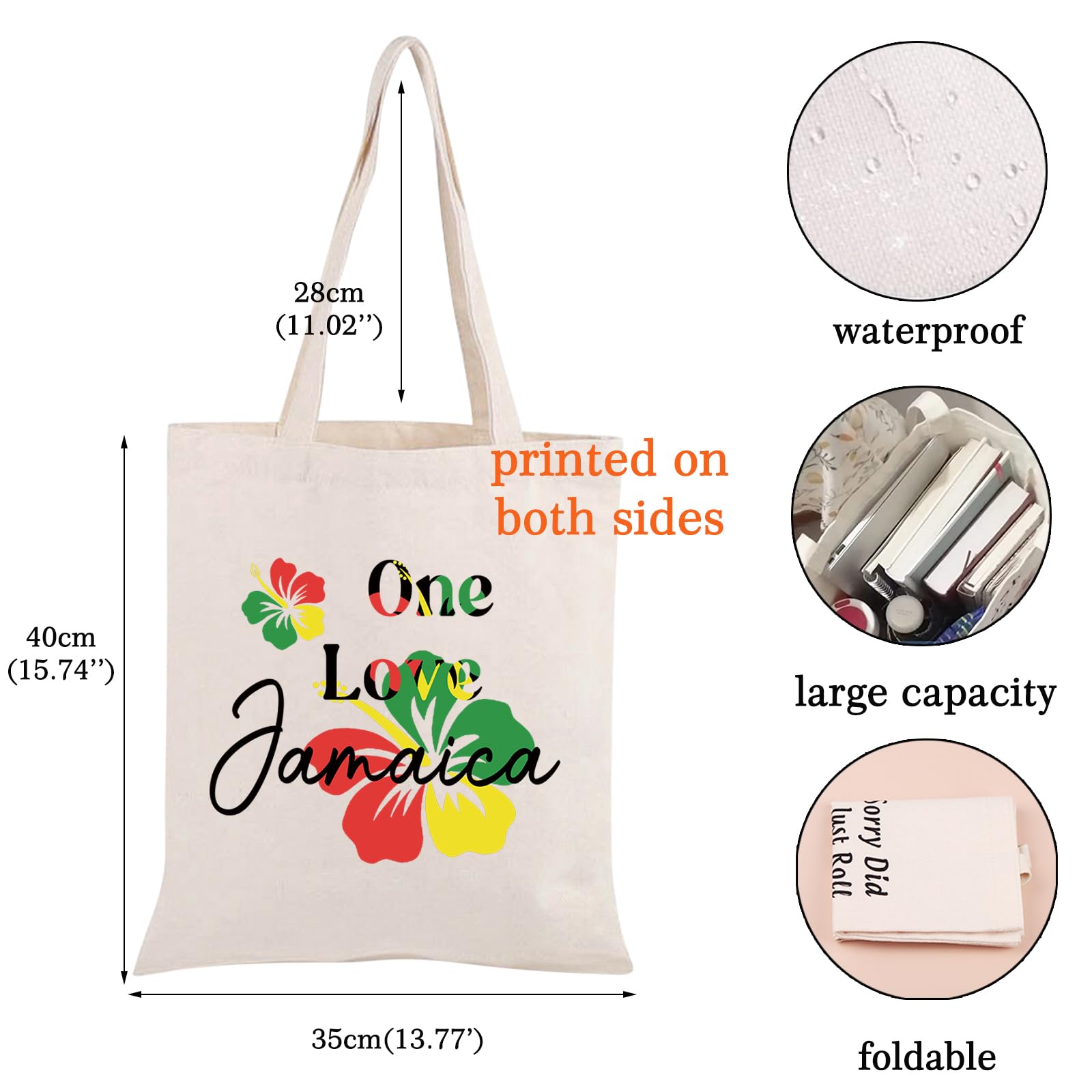 JNIAP Jamaica Tote Bag Jamaica Gift For Women Jamaica Vacation Beach Handbag Grocery Bag One Love Jamaican Souvenirs Gift(one love) JNIAP