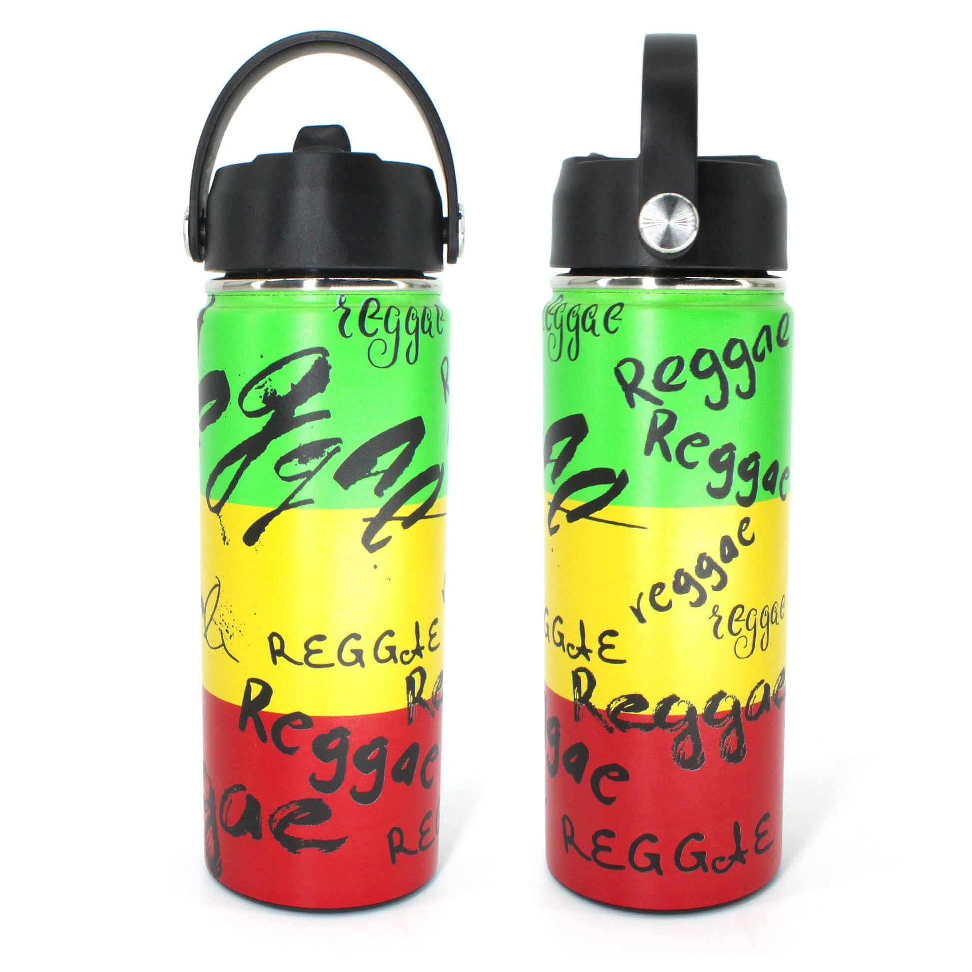 18oz Tumbler with Straw cap Stainless Steel Vacuum Insulated Double Wall Travel Tumbler Coffee Mug Jamaican Flag Reggae Rasta Caribbean(Reggea） RGYLION