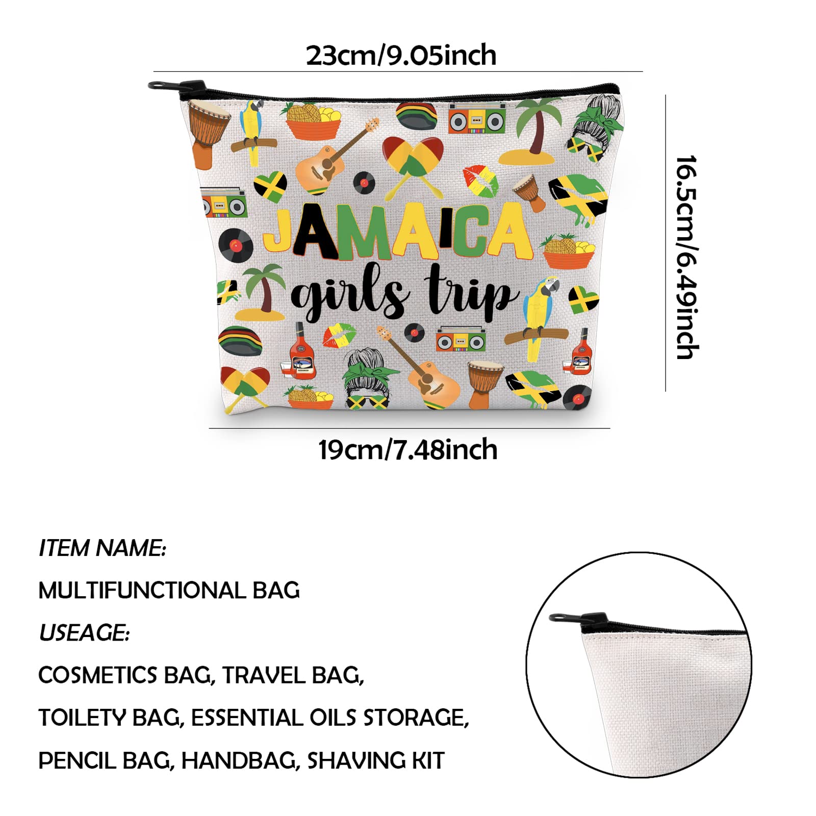 WCGXKO Jamaica Girls Trip Gift Jamaica Vacation Gift Girls Weekend Zipper Pouch Cosmetic Bag (JAMAICA) WCGXKO