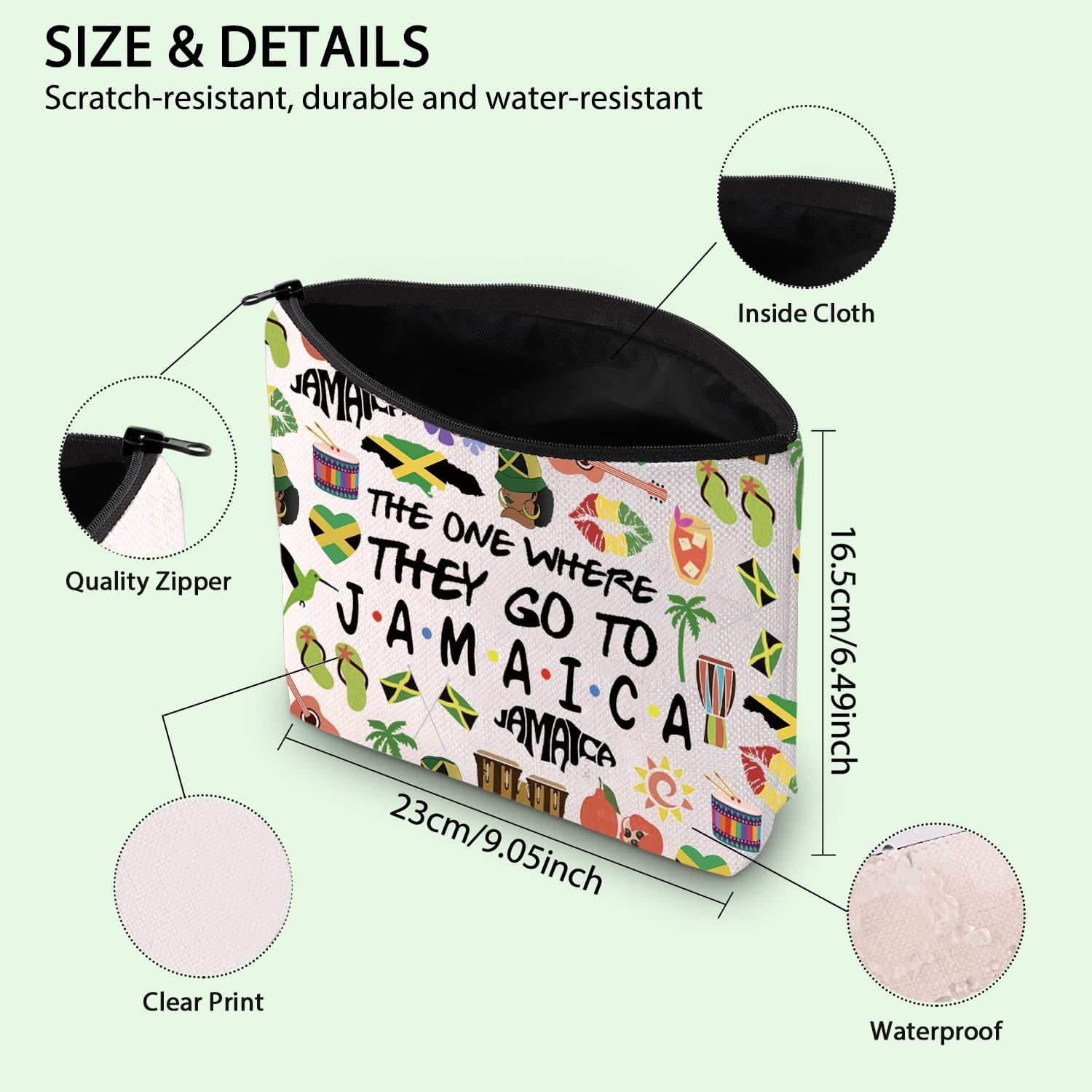 FOTAP Jamaica Trip Makeup Bag Jamaica Travel Gift Latin America Souvenir Gift Jamaica Travel Bag Housewarming Gift Welcome Gift (JAMAICA) FOTAP