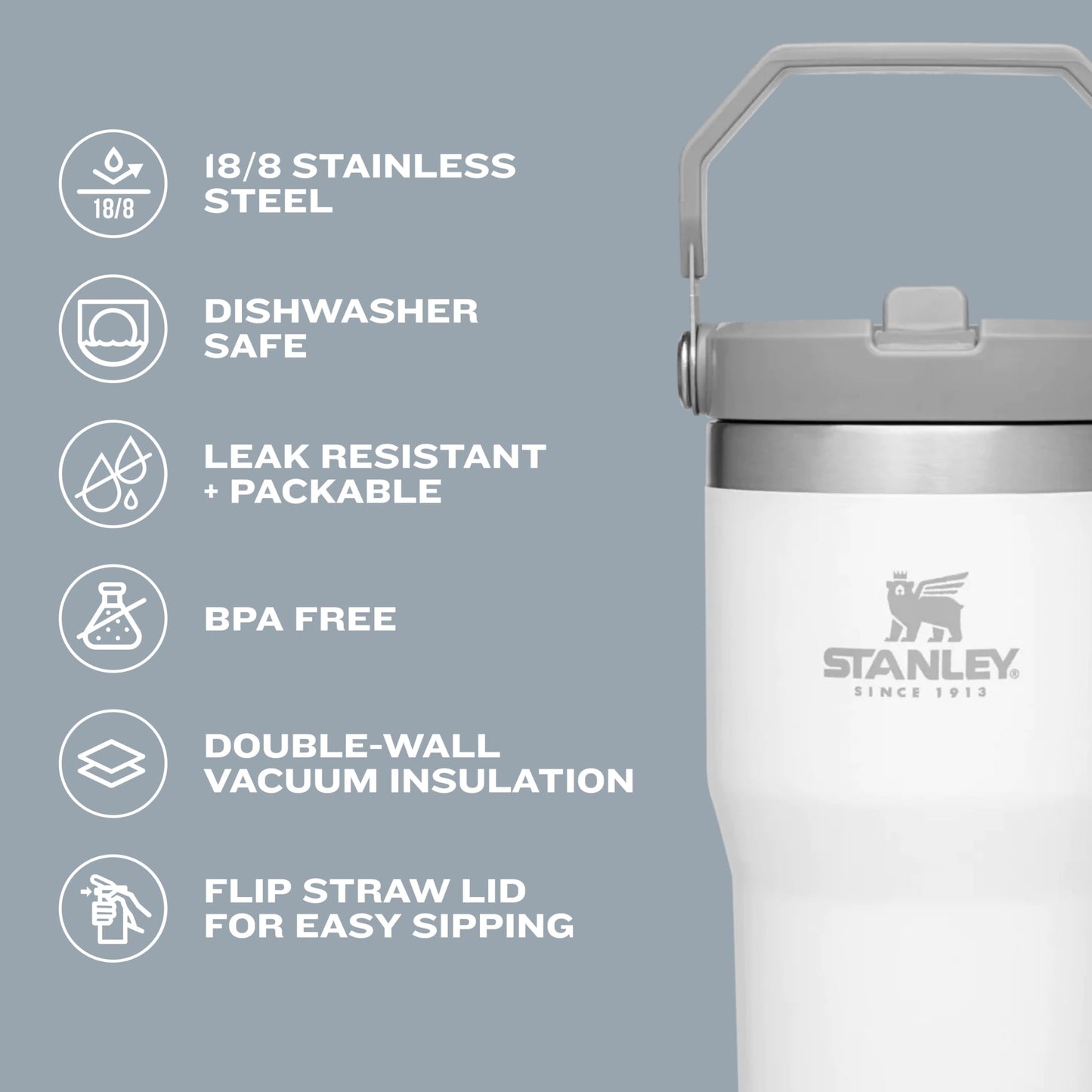 Stanley IceFlow Stainless Steel Tumbler - Vacuum Insulated Water Bottle for Home, Office or Car Reusable Cup with Straw Leak Resistant Flip Cold for 12 Hours or Iced for 2 Days, Pomelo, 30 OZ / 0.89 L STANLEY