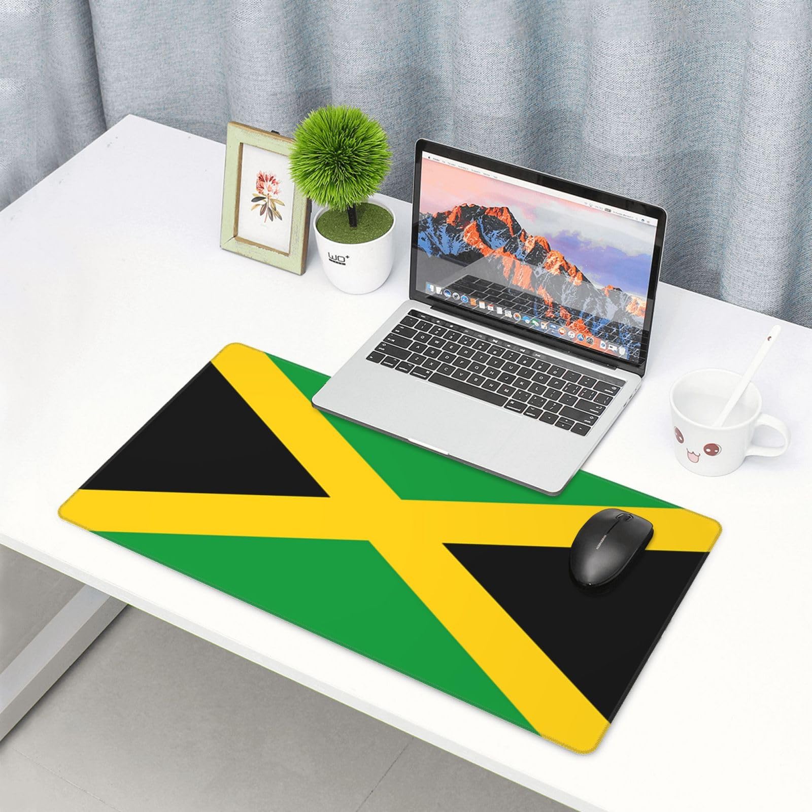 Jamaican Flag Large Gaming Mouse Pad,Keyboard Pad Comfortable Operation (3mm Thick) Suitable for Gamers Office Home (16 X 29.5 Inches) Aulwewd