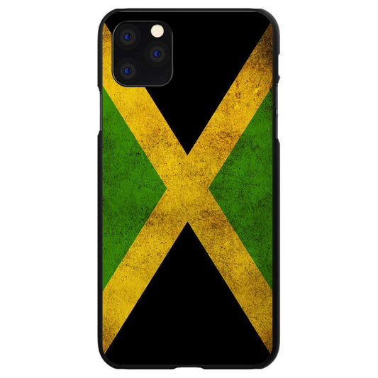 DistinctInk Case for iPhone 11 (6.1" Screen) - Custom Ultra Slim Thin Hard Black Plastic Cover - Jamaica Old Flag Black Green Yellow - Show Your Love of Jamaica DistinctInk