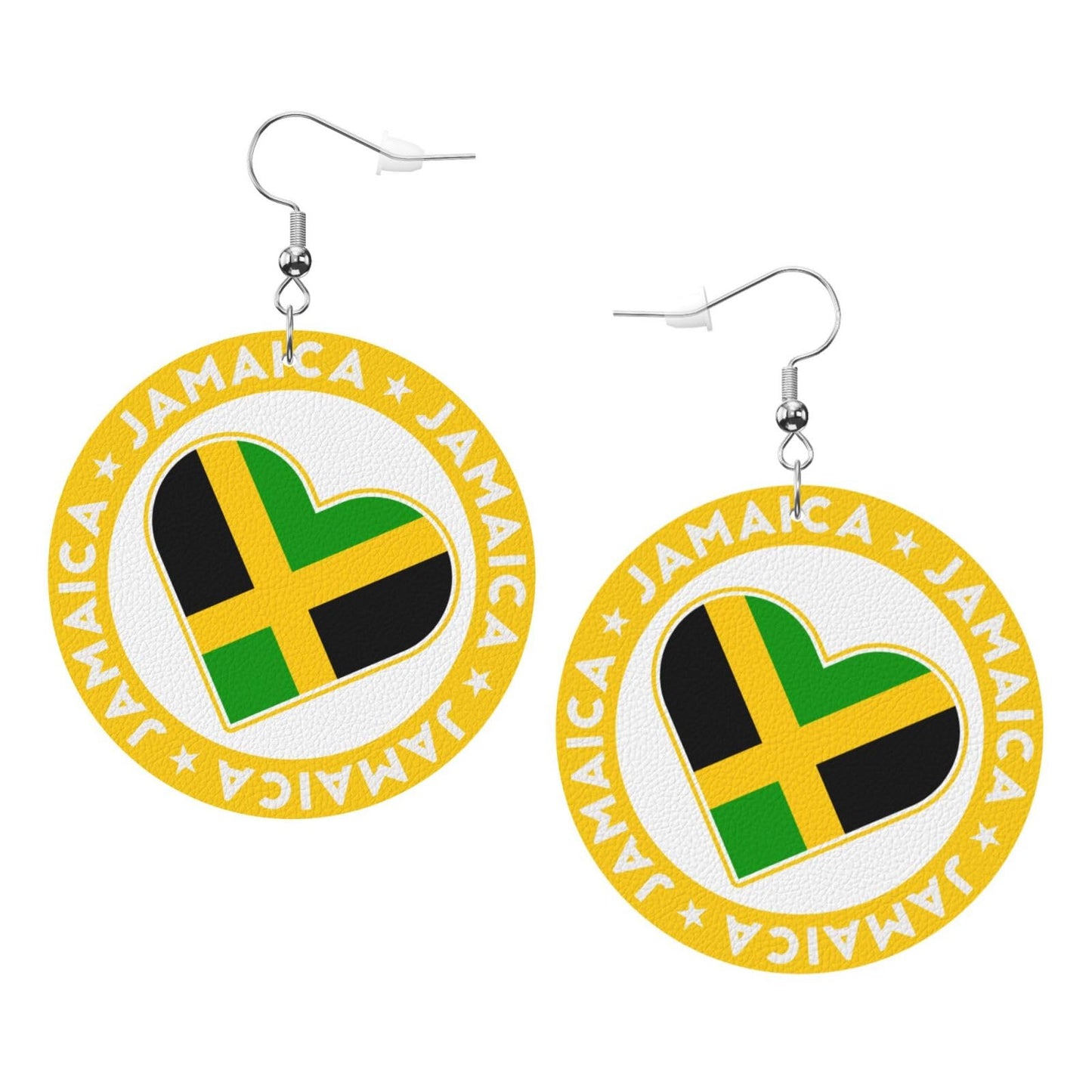 Jamaica Flag Faux Leather Earrings For Women Lightweight Round Dangle Earrings Gift DUIYWFH