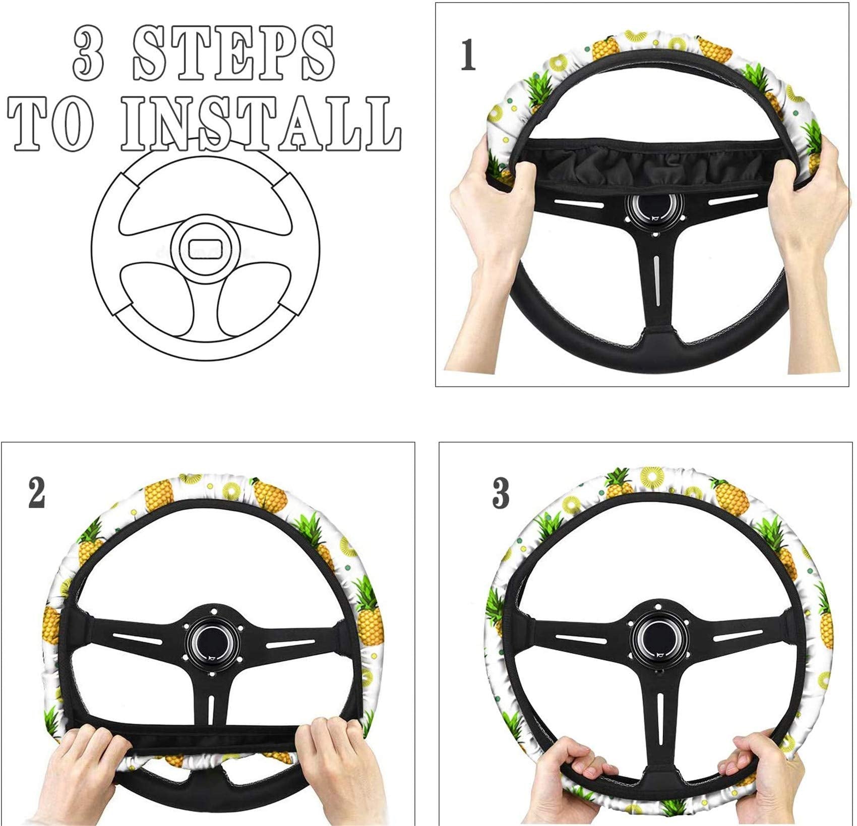 HUGS IDEA Jamaica Flag Automotive Steering Wheel Covers Non Slip Neoprene Steering Wheel Protector Universal Fit Most Vechicles SUV Sedan Vans HUGS IDEA