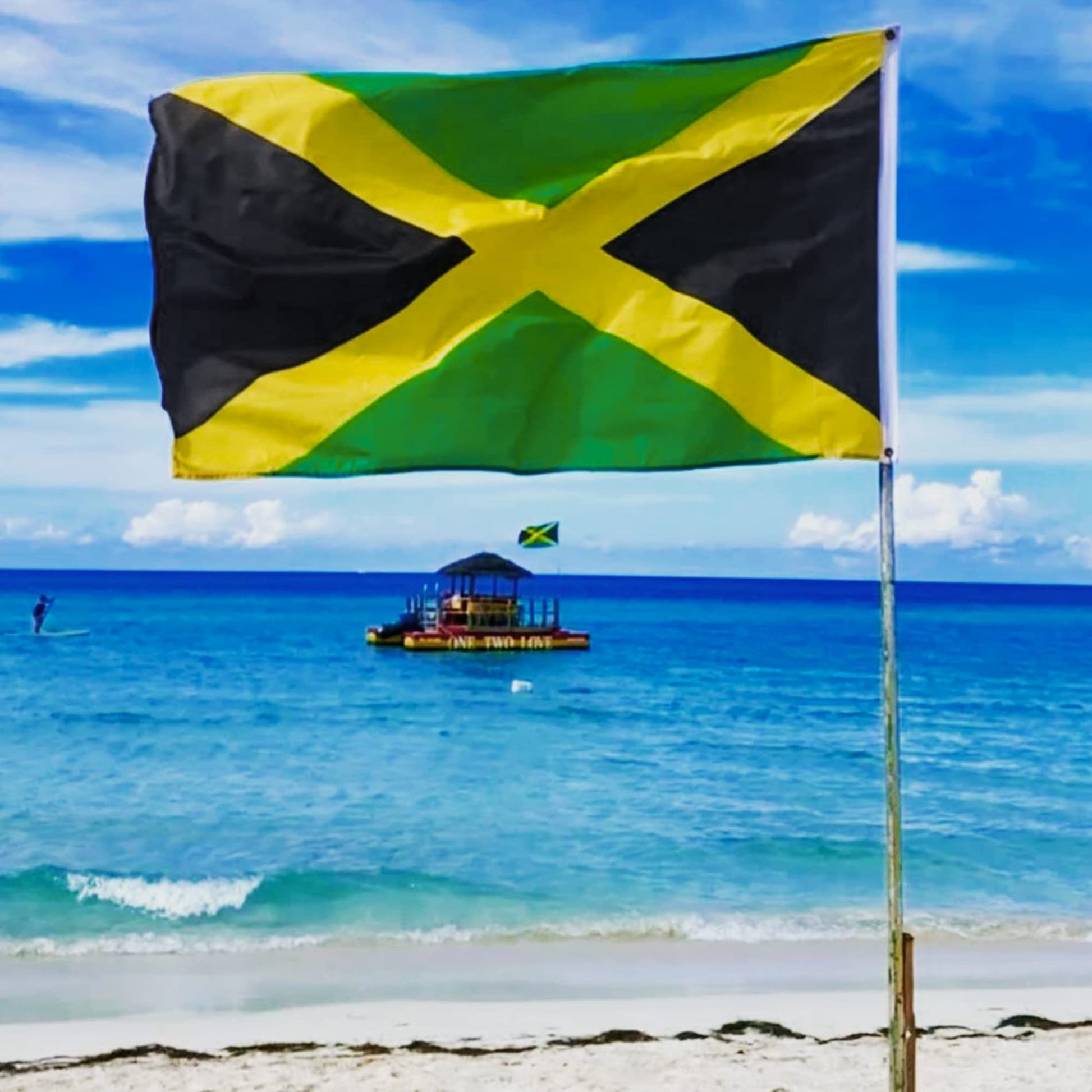 XIFAN Premium Nylon Jamaica Jamaican Flag 3x5 Outdoor, Double Sided Heavy Duty 210D Nylon Jamaican National Country Flags, Strongest Longest Lasting with Sewn Stripes/4 Stitch Hemming/Brass Grommets XIFAN