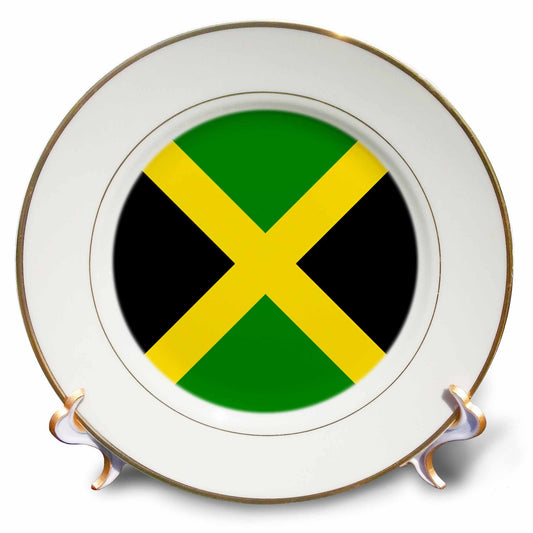 3dRose cp_4358_1 Jamaican Flag Porcelain Plate, 8-Inch 3dRose